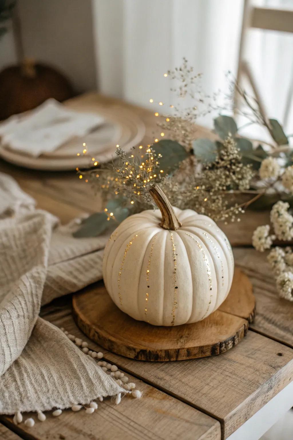 Elevate your autumn decor with a touch of sparkle — embrace the charm of glittering minimalism.