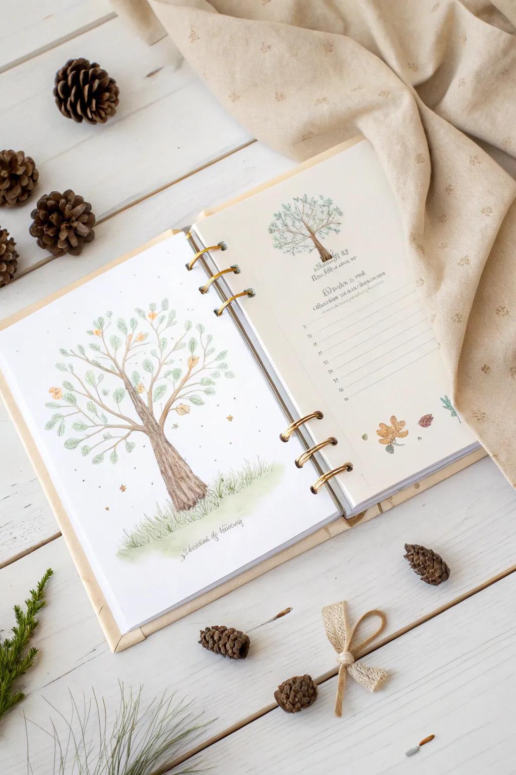 Capture your child's imagination with themed monthly artwork in their memory book, blending creativity with Scandinavian minimalism and boho charm.