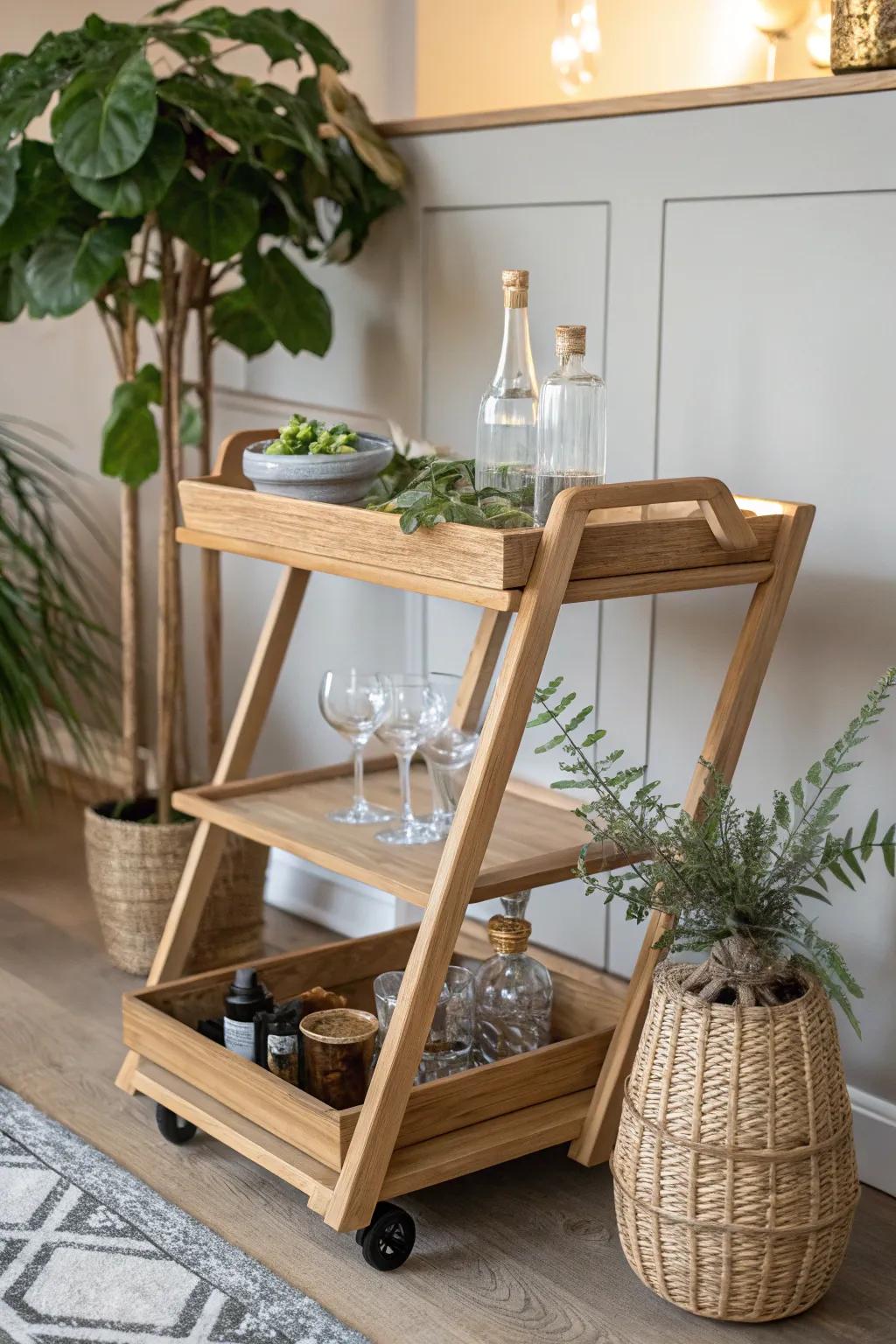 Transform your dining room into a chic ladies' lounge with a Scandinavian-inspired cocktail trolley.