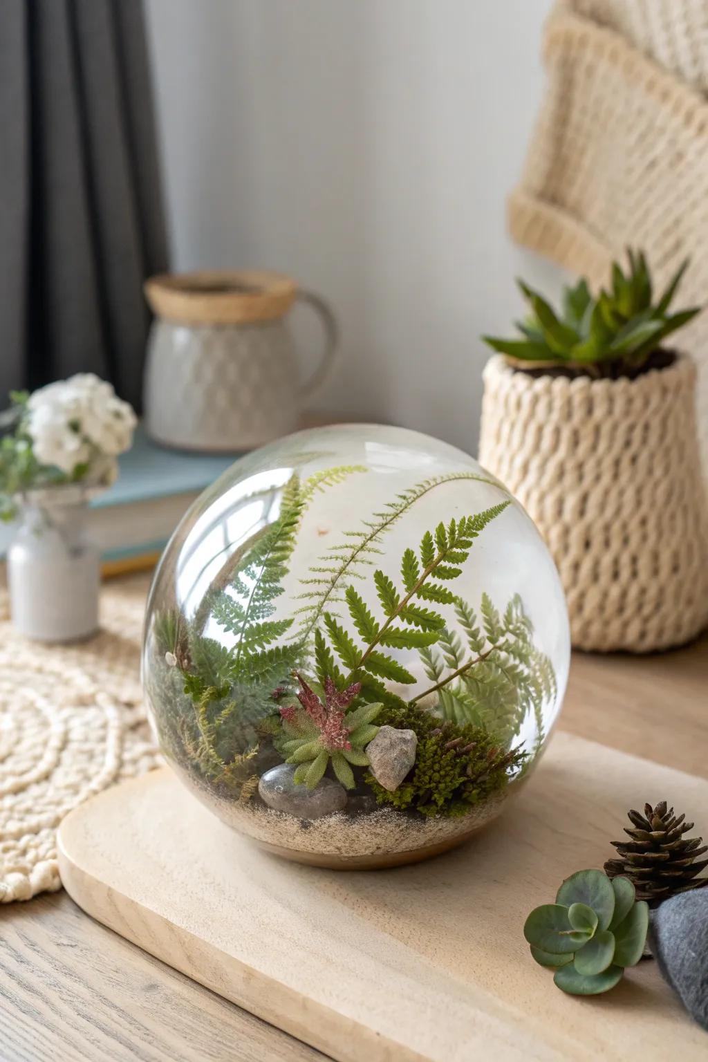 Discover serenity with this botanical-themed resin sphere, where nature meets artistry.