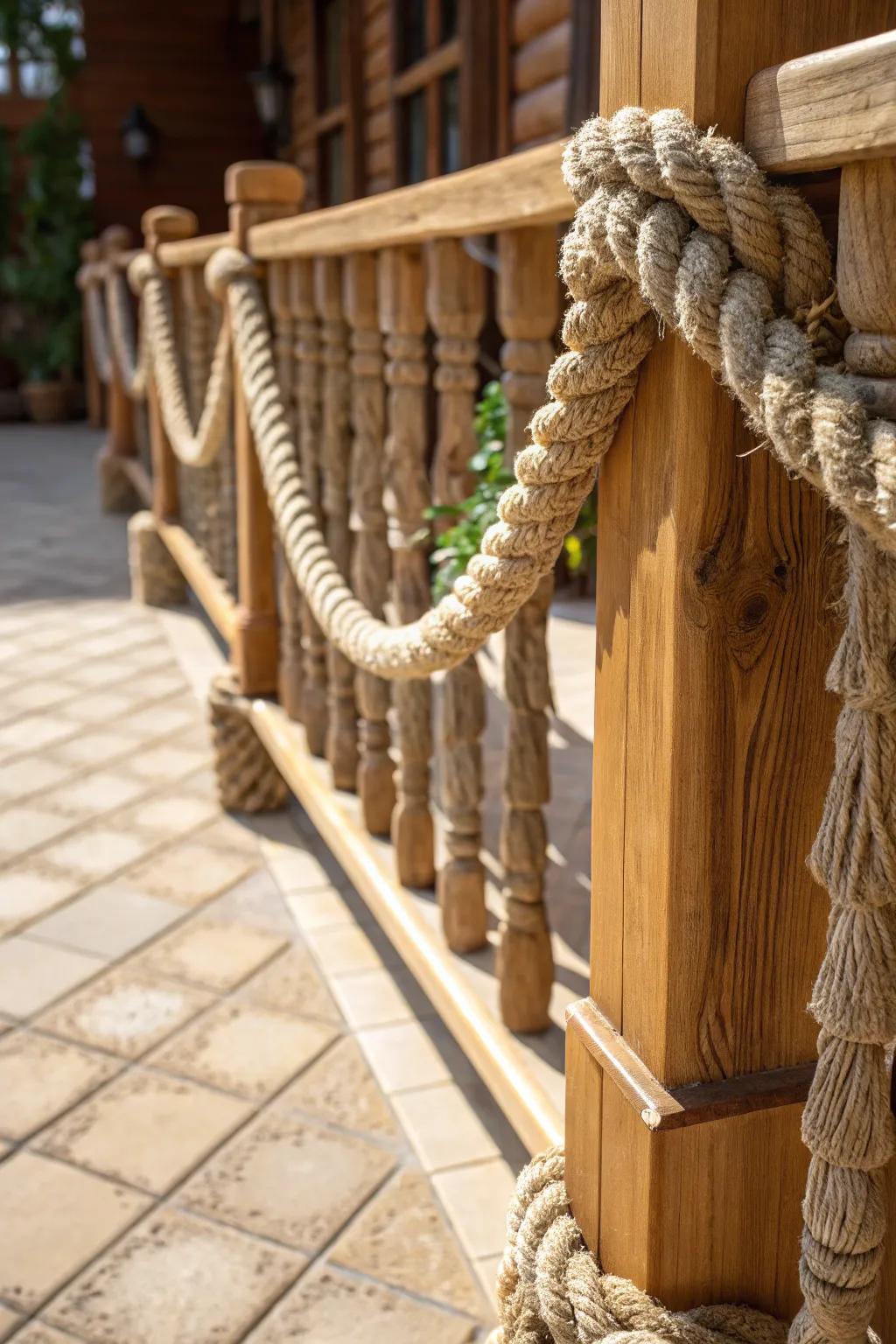Elevate your space with the timeless elegance of a braided rope railing.