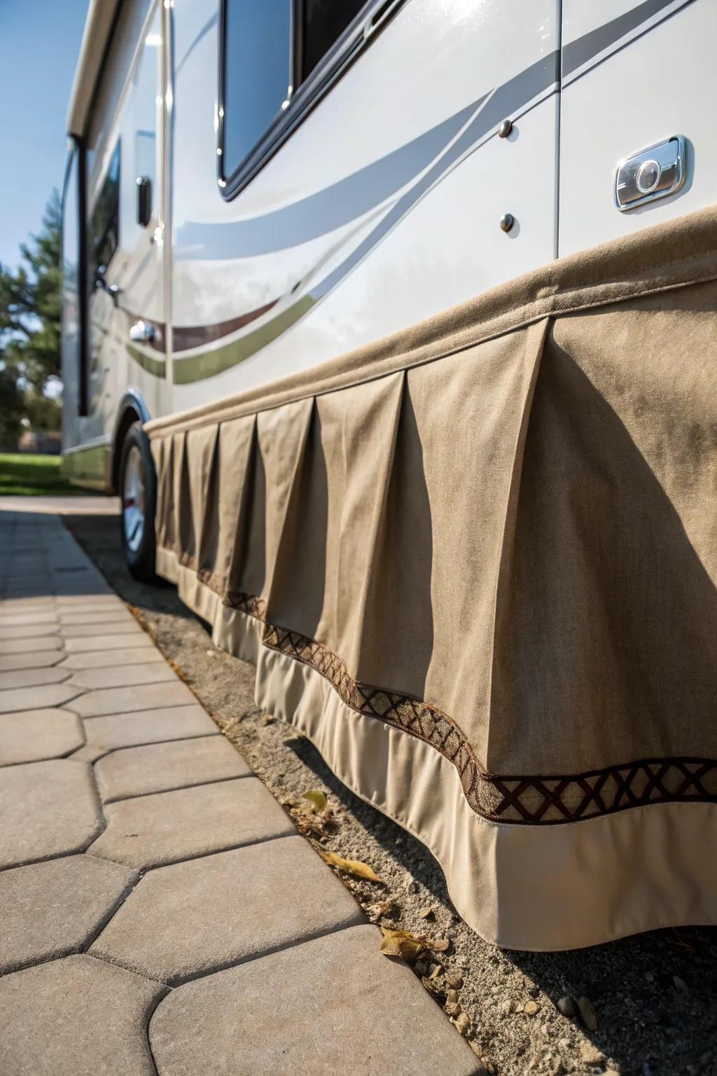 Experience the rugged charm and timeless durability of handcrafted canvas skirting.