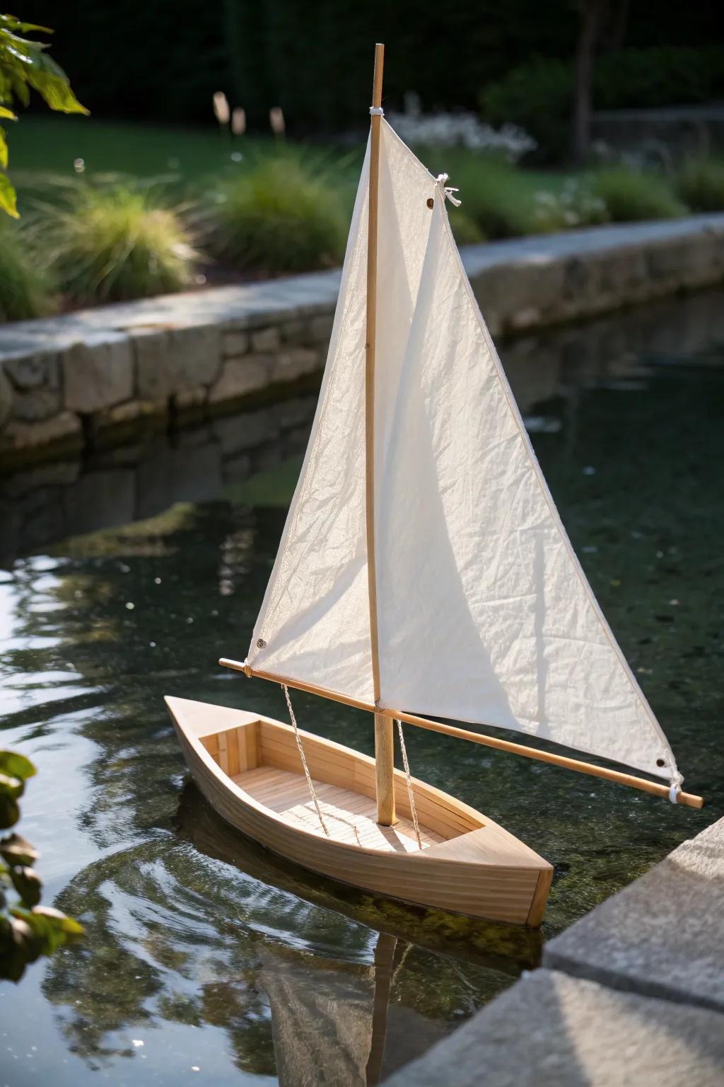 Set sail in style with this charming wax paper sailboat, perfect for a serene afternoon of outdoor play!