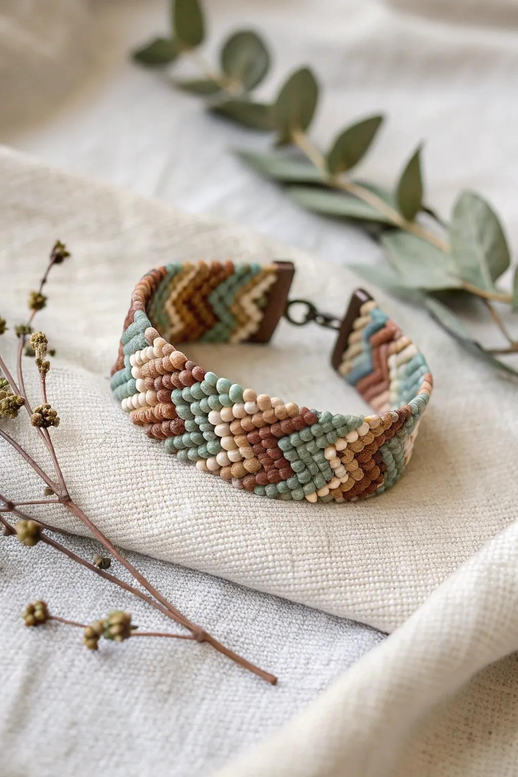 Elevate your style with a handcrafted zig zag seed bead bracelet, where minimalist design meets boho elegance.