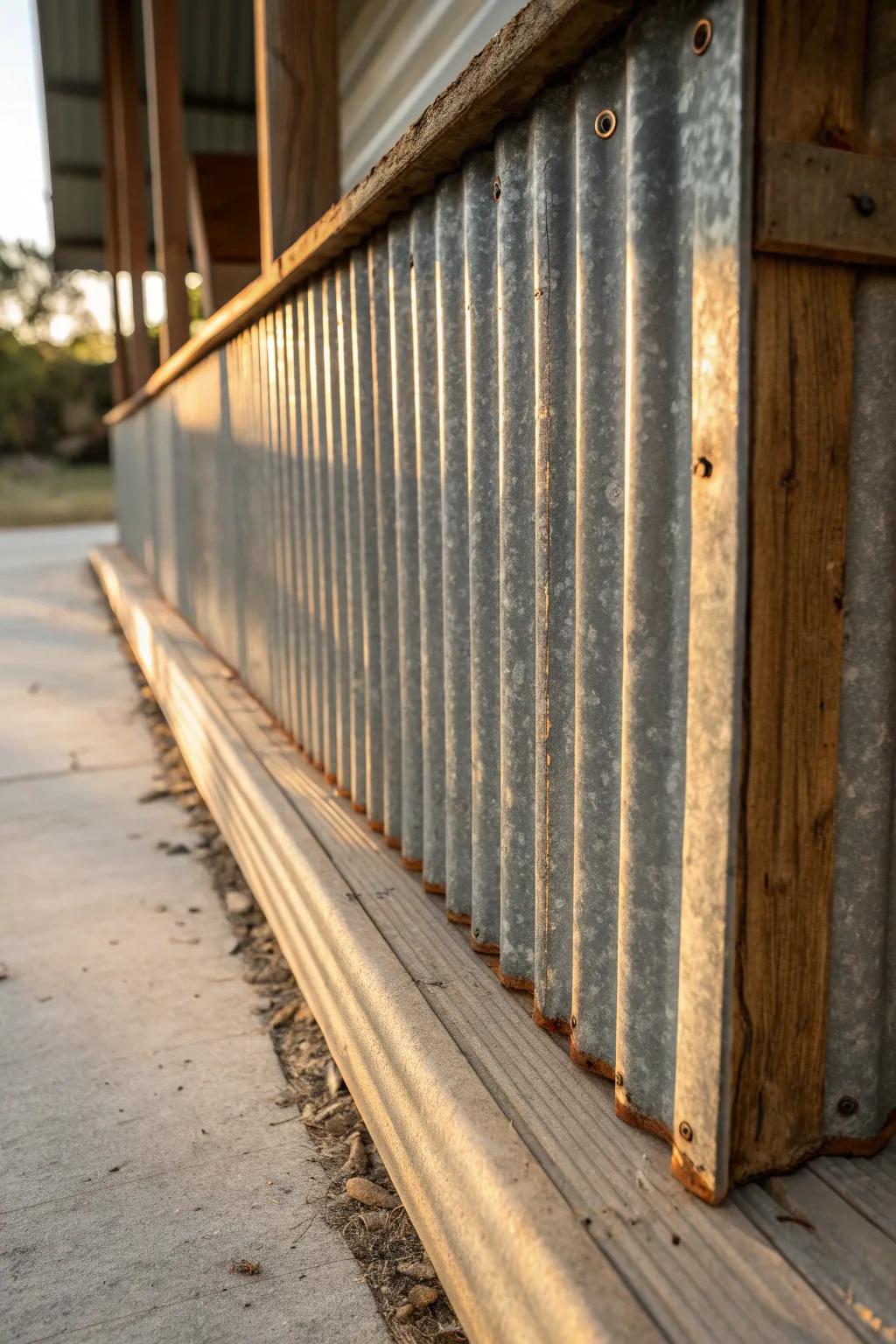Give your shed a bold, industrial edge with upcycled metal skirting.