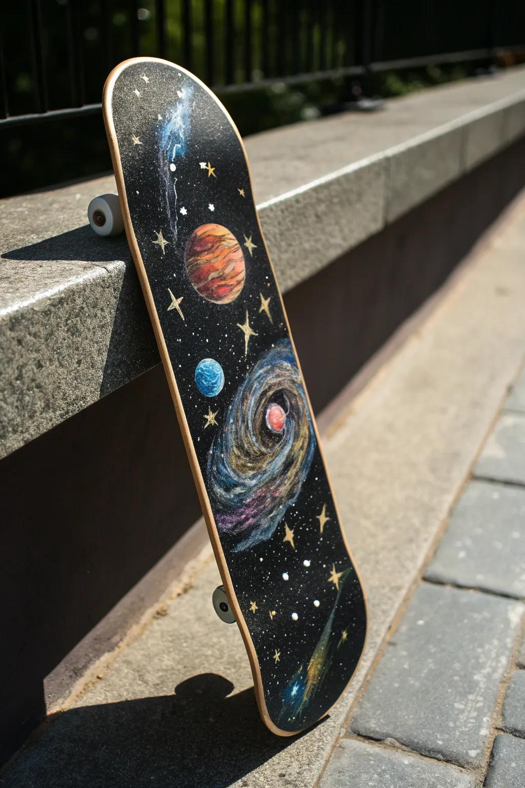 Skate into the cosmos with this handcrafted celestial masterpiece.