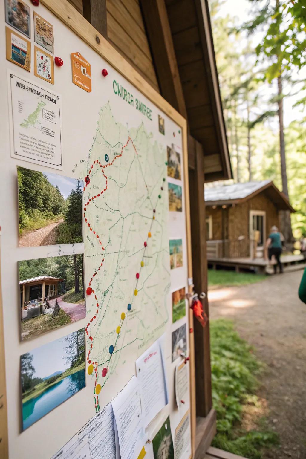 A camping adventure map guides students on their learning journey.