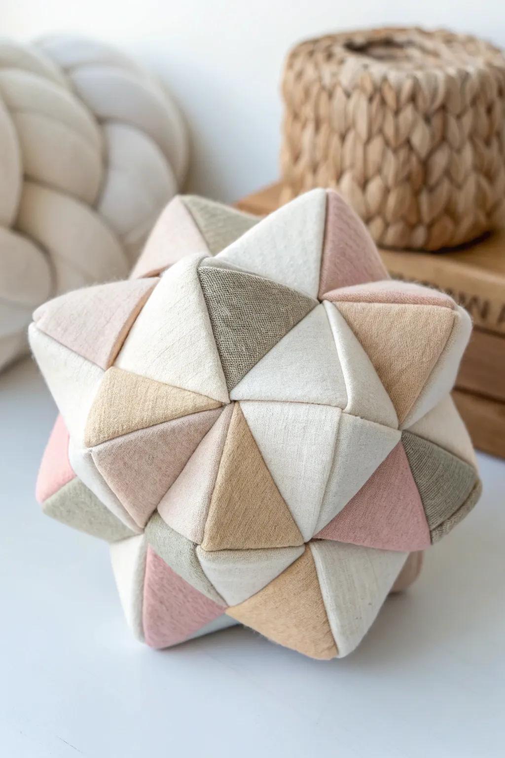 Engage with elegance: This plush puzzle sculpture invites touch and conversation.