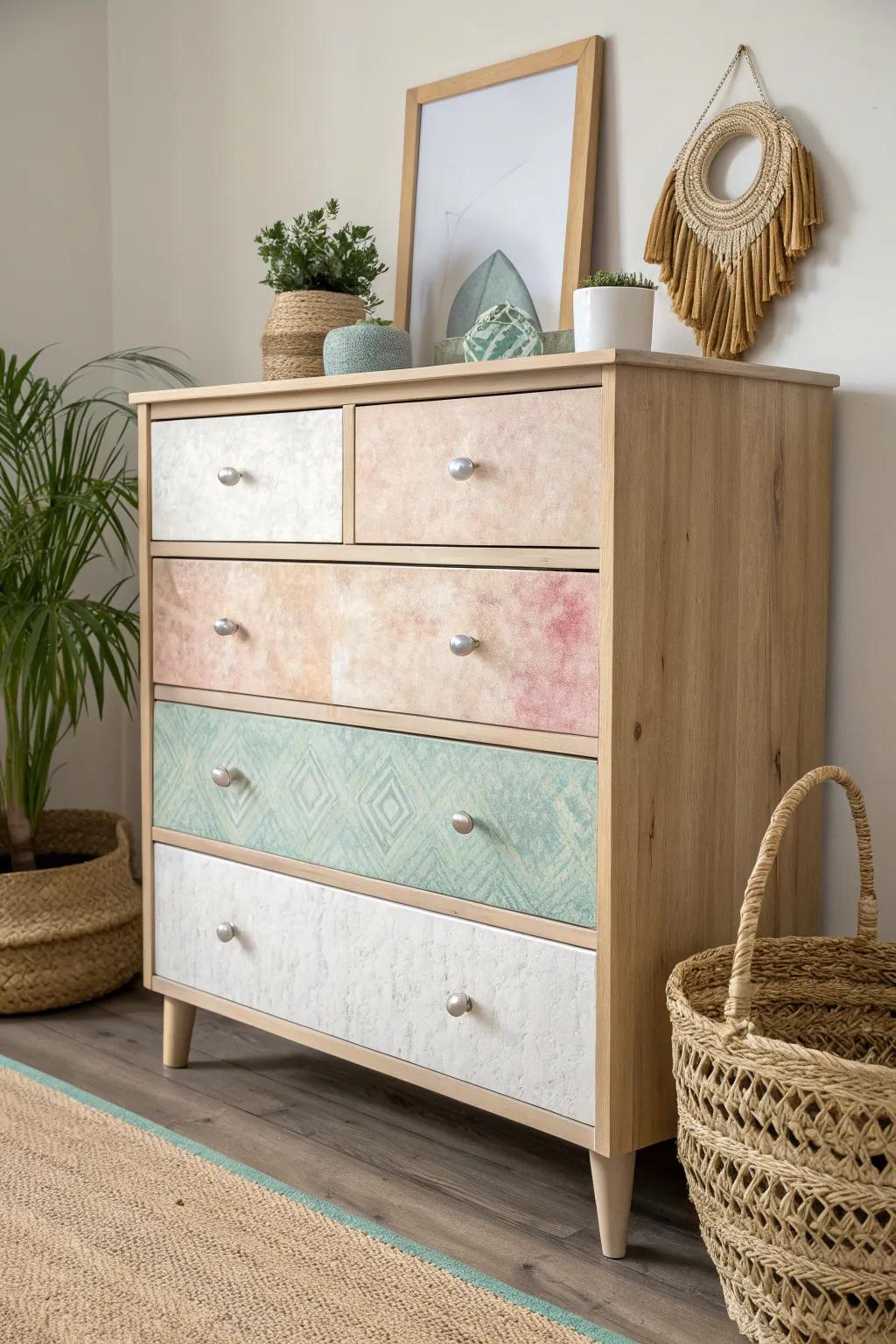 Transform your vintage finds with a touch of artistry: Sponge-painted elegance for a minimalist aesthetic.