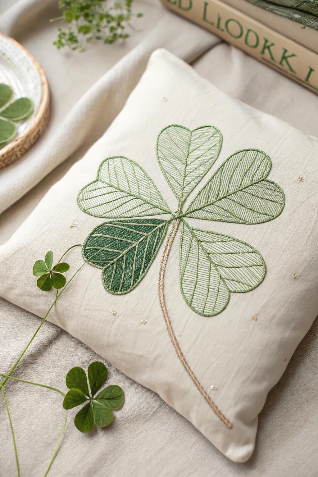 Embrace luck with minimalist elegance: a beautifully crafted four-leaf clover pattern.