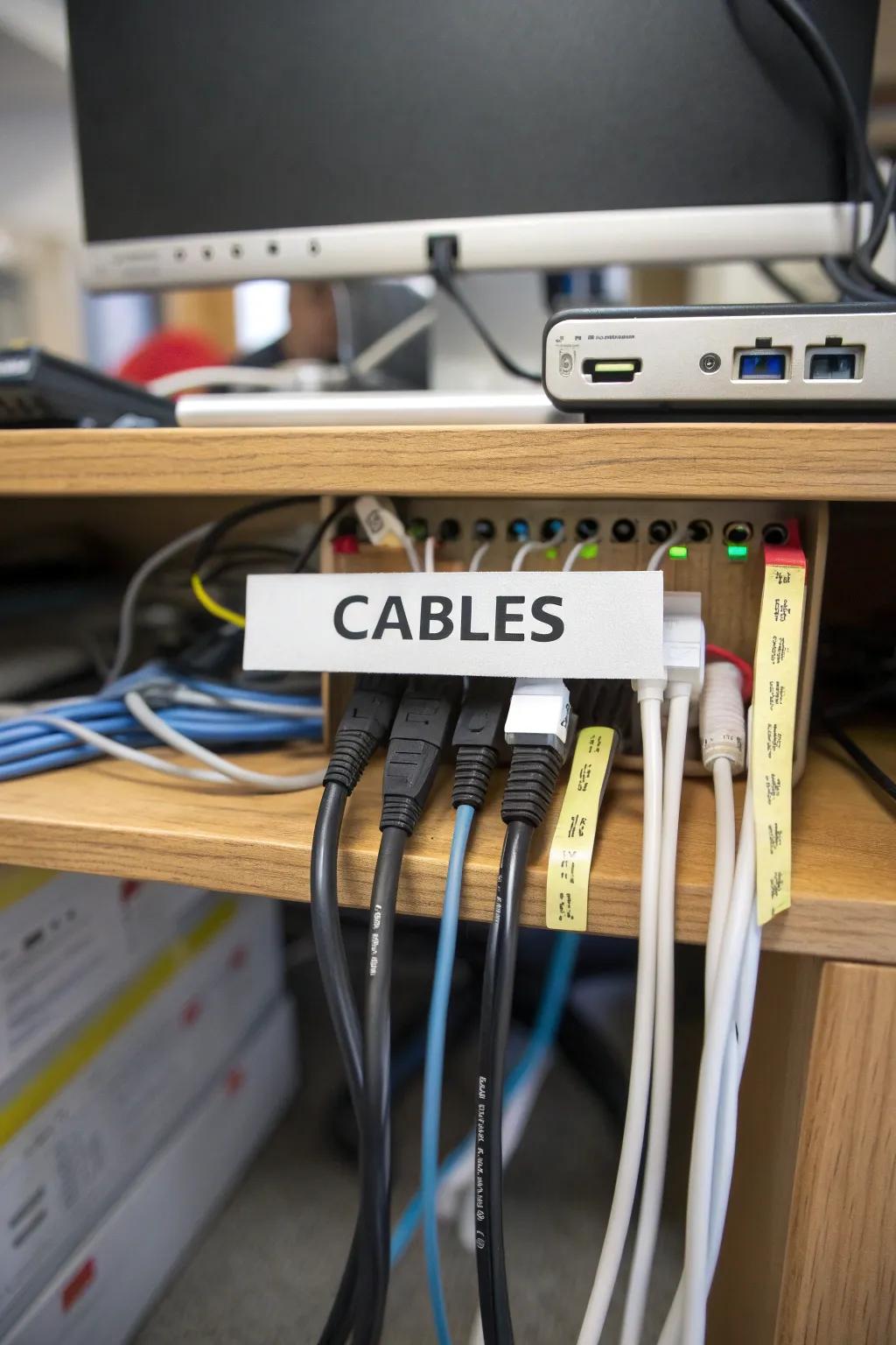 Labeled cables streamline identification and prevent connection confusion.