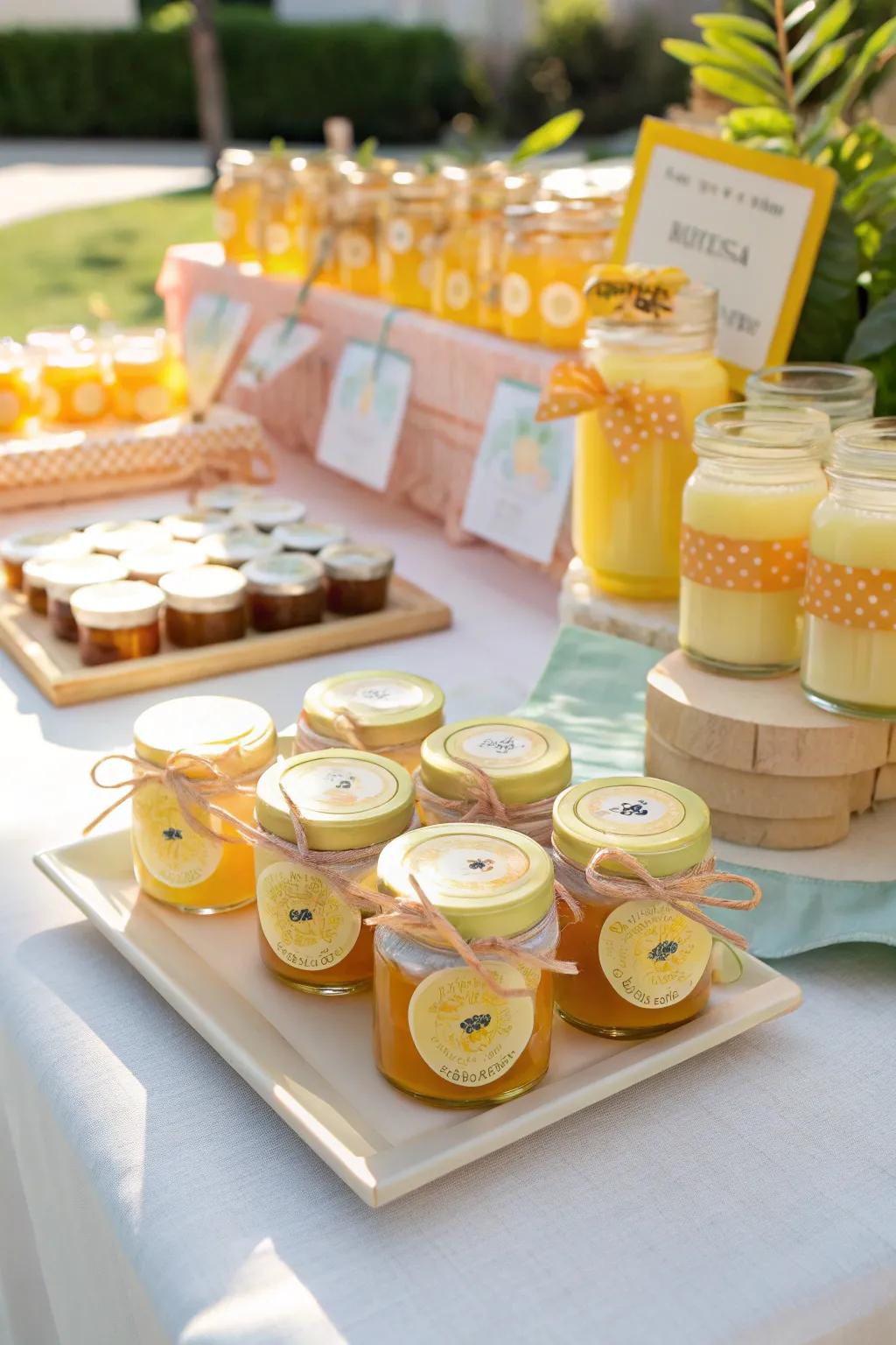 Thoughtful sunshine-themed party favors for guests to take home.