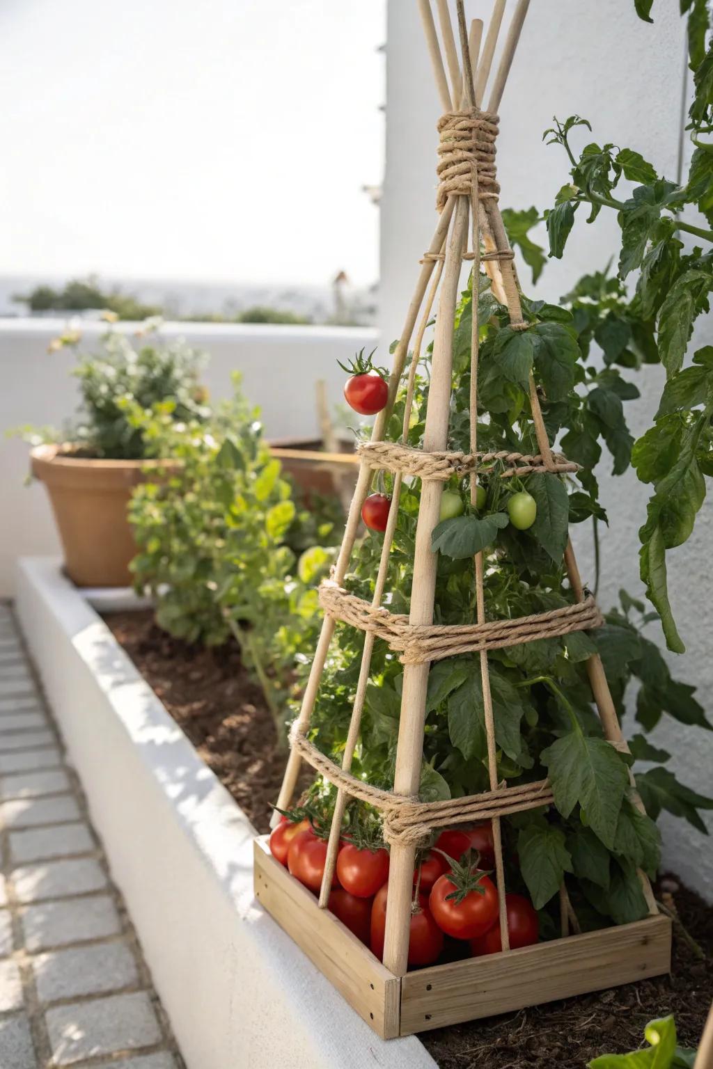 Elevate your garden with a touch of DIY elegance: Craft your own tomato cage for a stylish and sturdy solution.