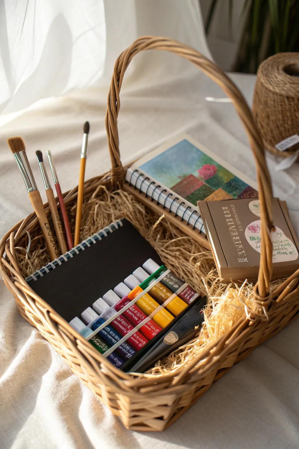 Ignite creativity with the perfect artist's gift basket—where every tool is a masterpiece waiting to happen.