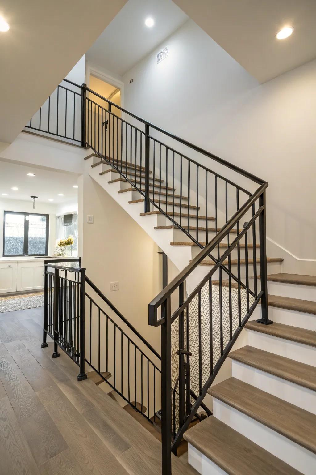 Minimalist railings offer a sleek and clean aesthetic.