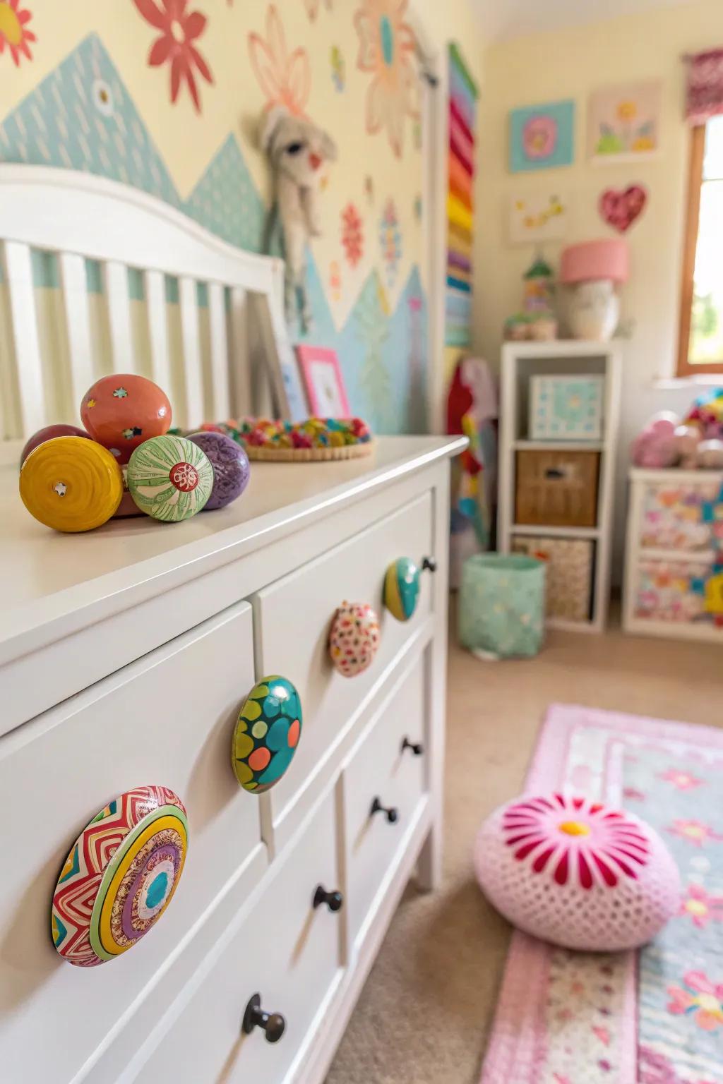 Personalize your space with painted wooden pulls.