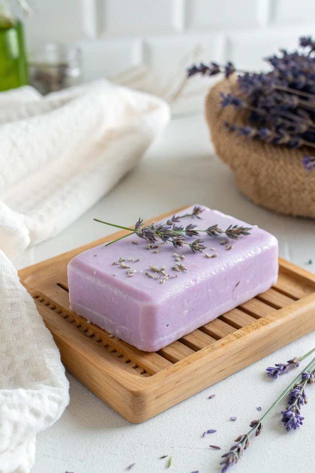 Craft your own serenity with this beautiful DIY lavender soap.