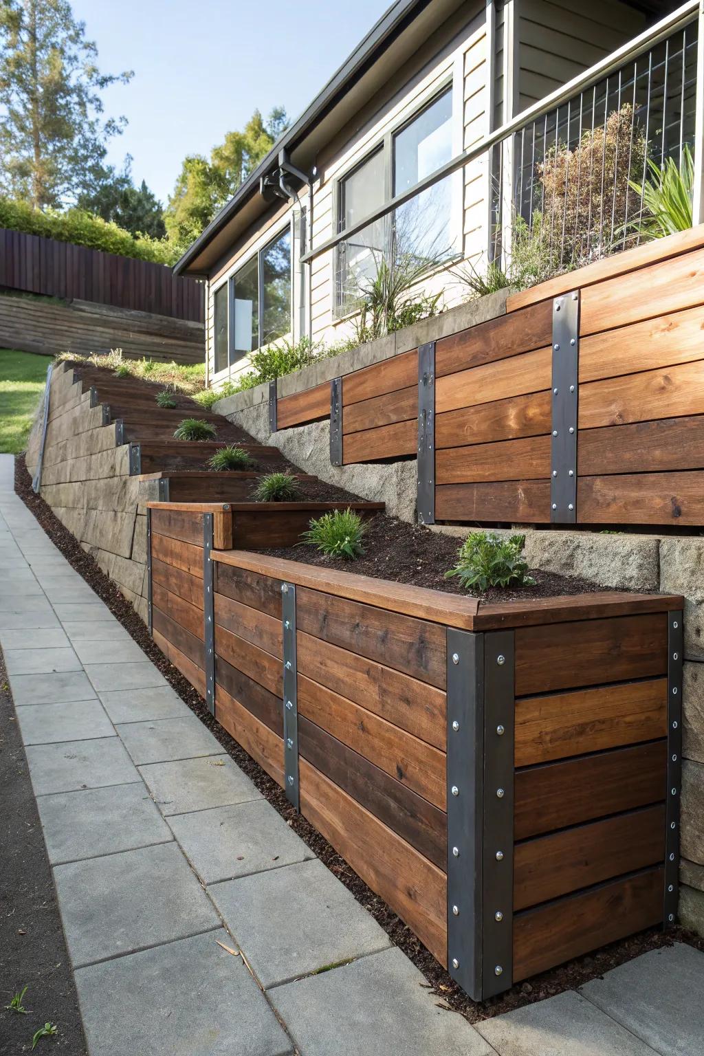 Elevate your backyard design with the perfect blend of wood and metal for a modern masterpiece.