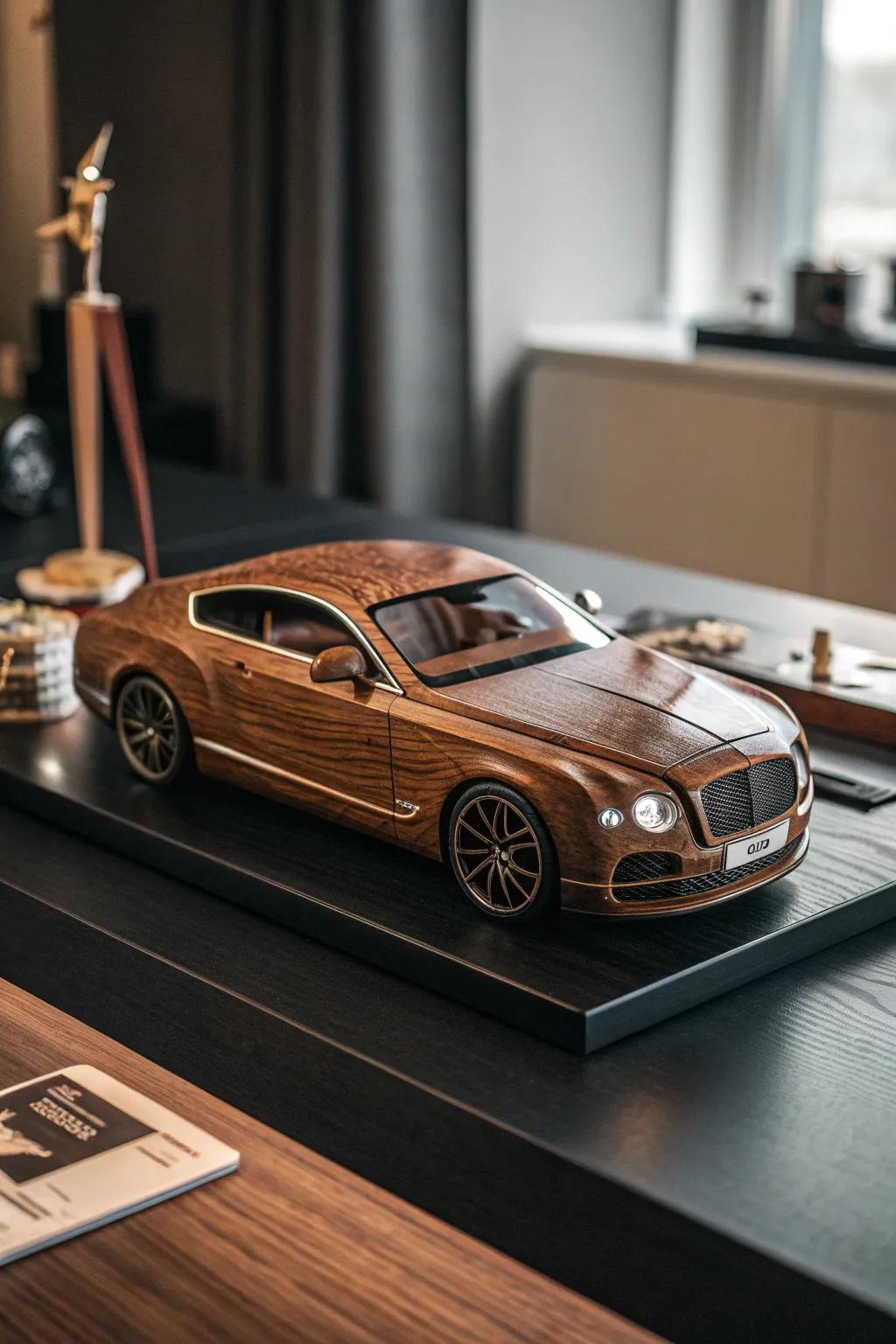 Experience the allure of luxury with this handcrafted wooden car model, where craftsmanship meets elegance.