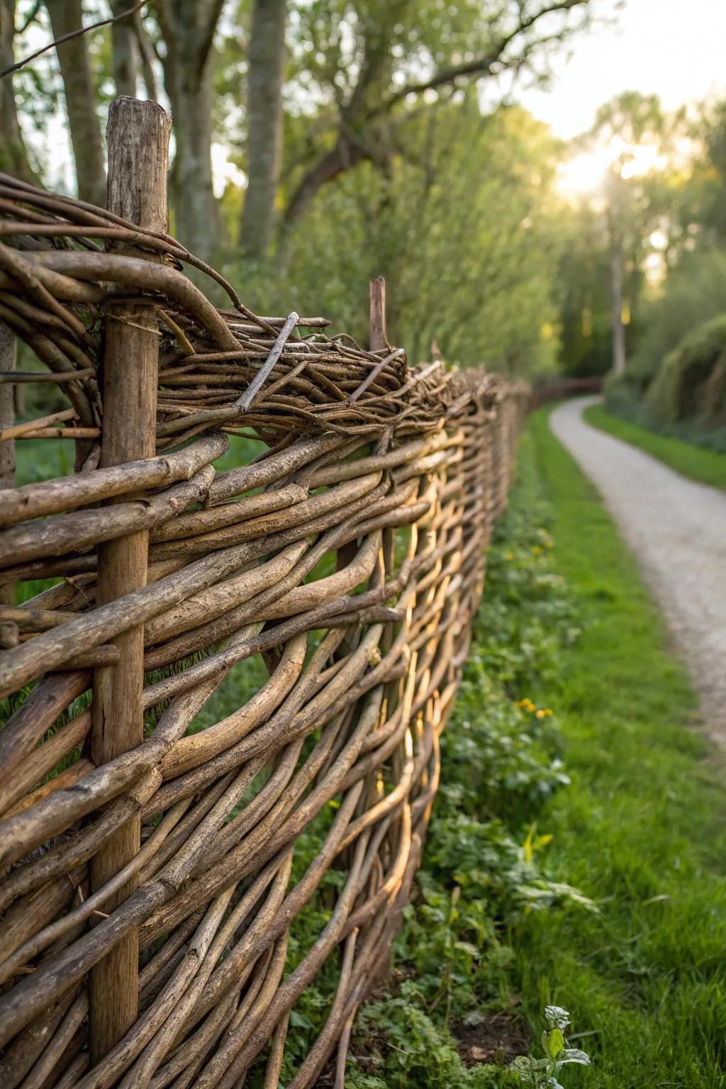 Embrace nature's artistry with a handcrafted wattle fence.