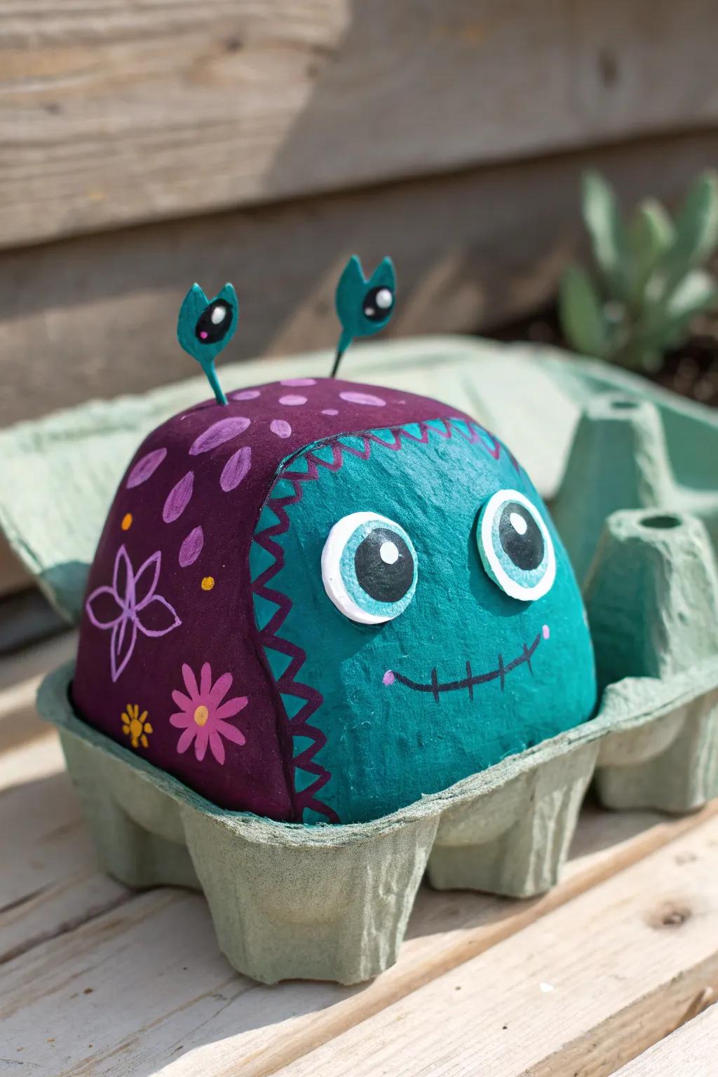 Unleash your creativity with these charming alien egg carton creatures!