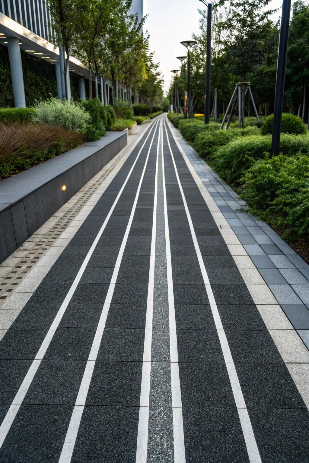 Elevate your space with bold, linear asphalt designs that redefine modern urban aesthetics.