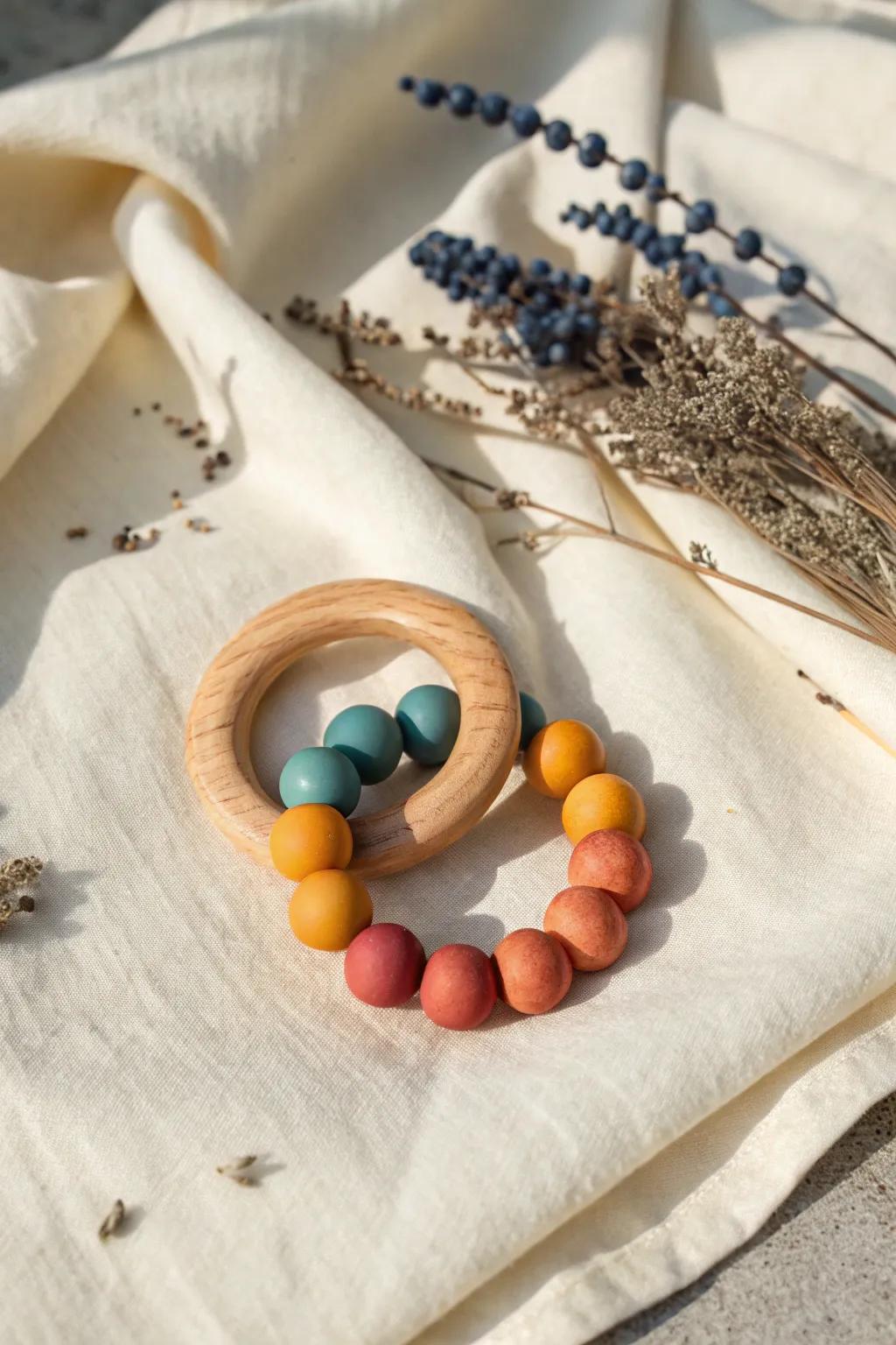 Soothe in style: A chic teether that brings relief and joy.