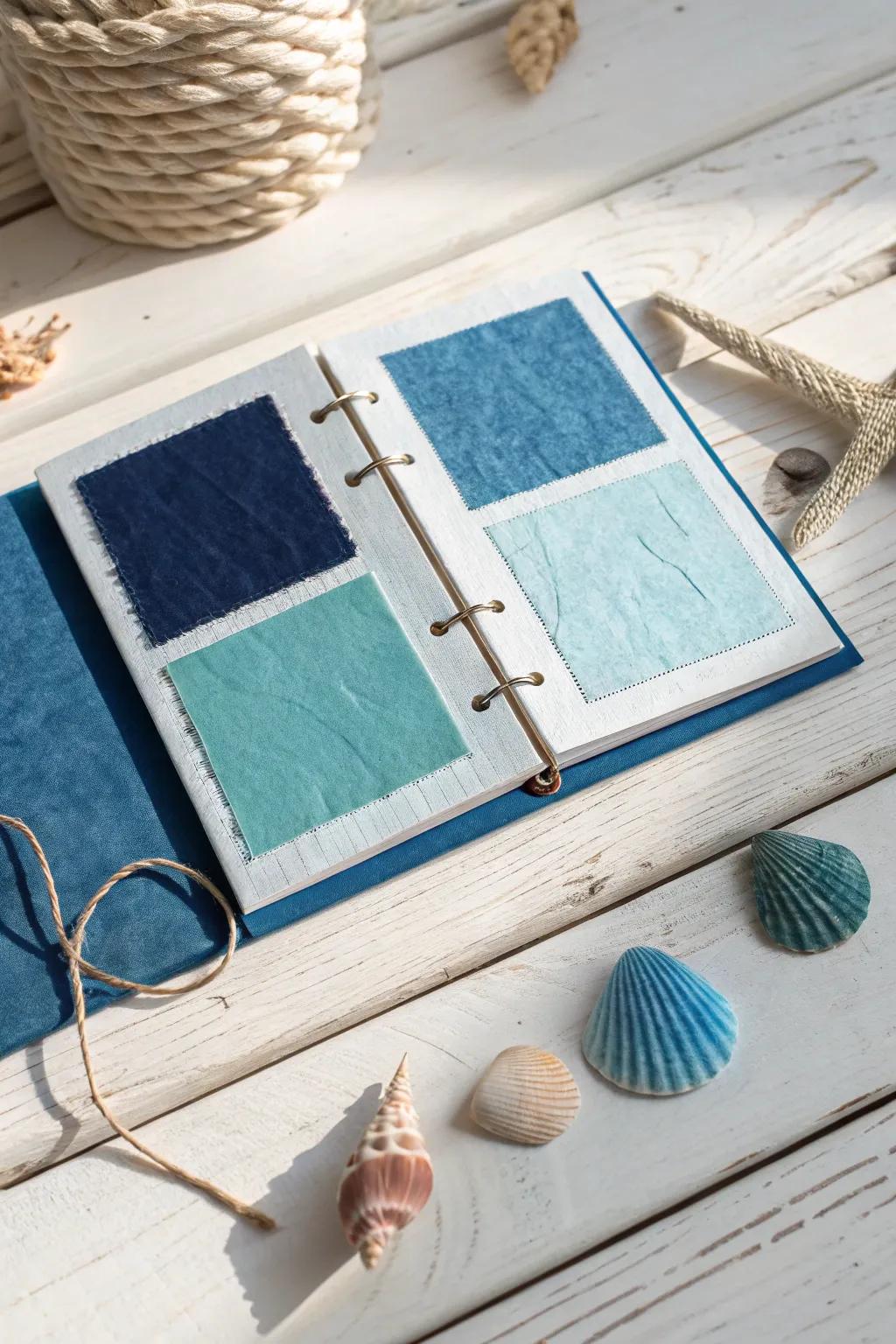Dive into the serene depths of Ocean Blues with this minimalist scrapbook inspiration.