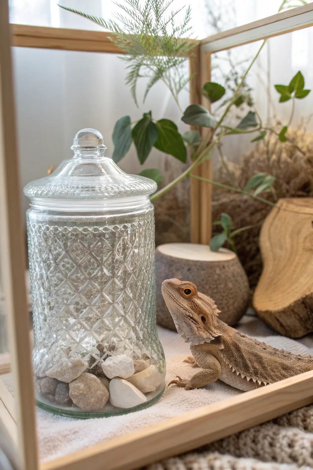 Elevate your reptile habitat with vintage charm and minimalist elegance. 🌿✨ #VintageTerrarium #MinimalistBoho