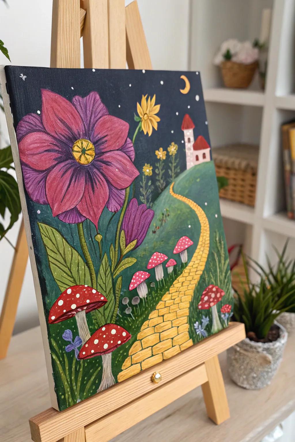 Unleash your creativity with a whimsical fairy garden painting – where fantasy meets bold, beautiful colors!