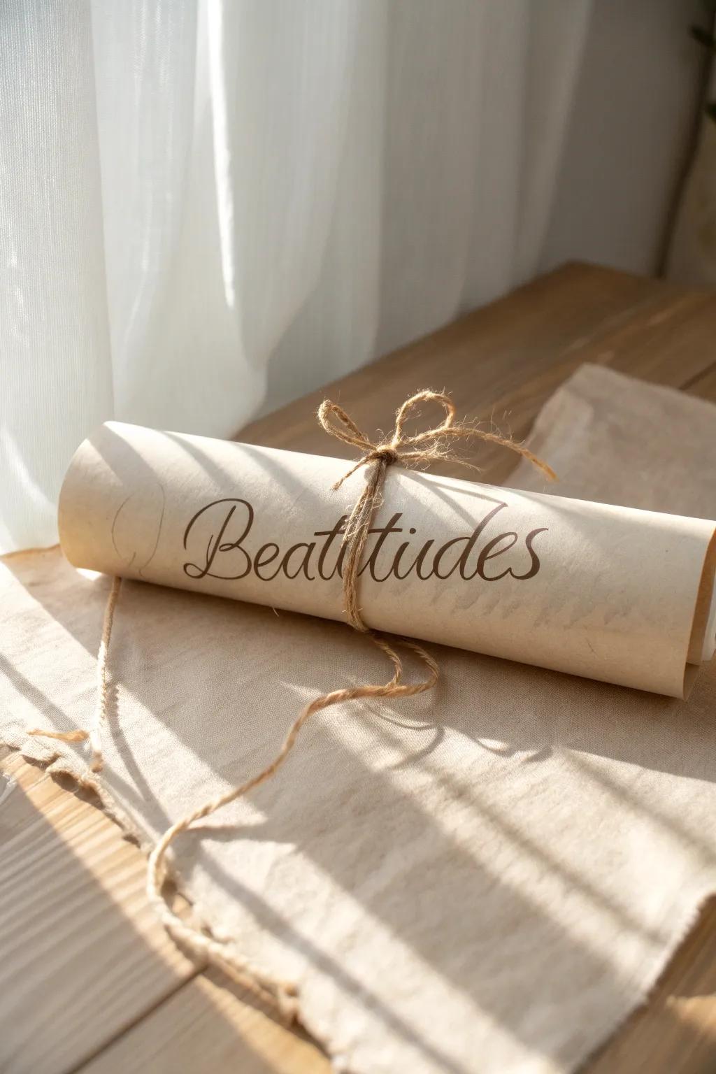 Embrace timeless wisdom with a handcrafted Beatitudes scroll – a beautiful blend of simplicity and artistic flair.