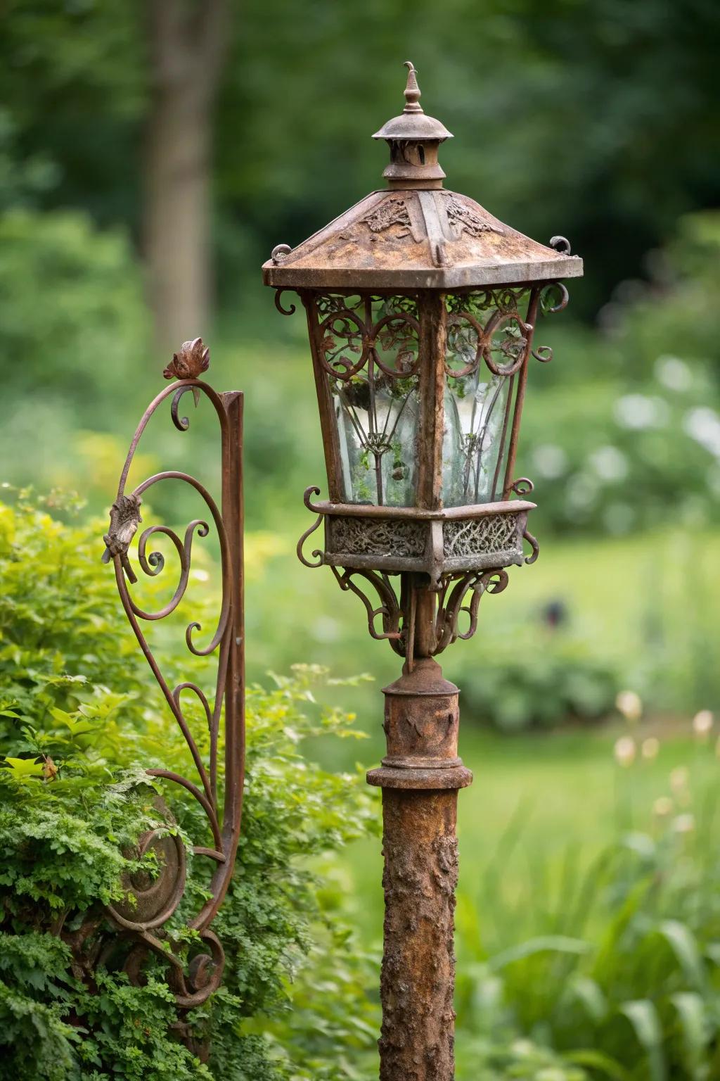 Transform nostalgia into nature's haven with a vintage lamp post bird feeder.