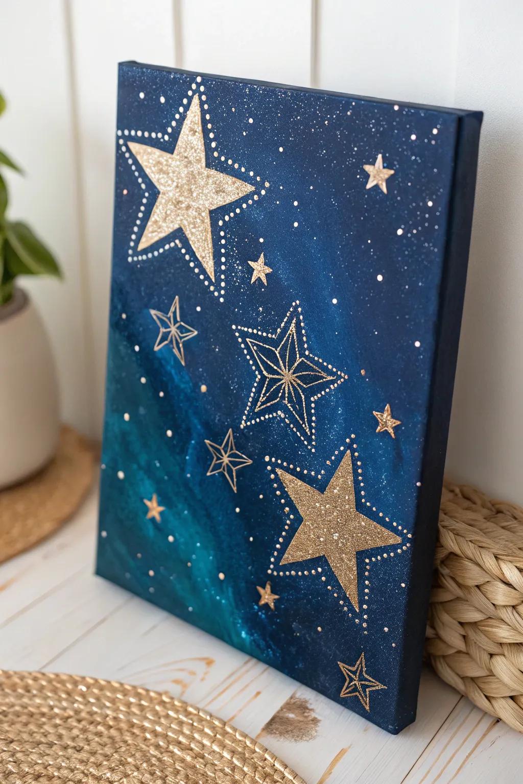 Capture the magic of birthdays with a shimmering starry night canvas, where simplicity meets celestial beauty.