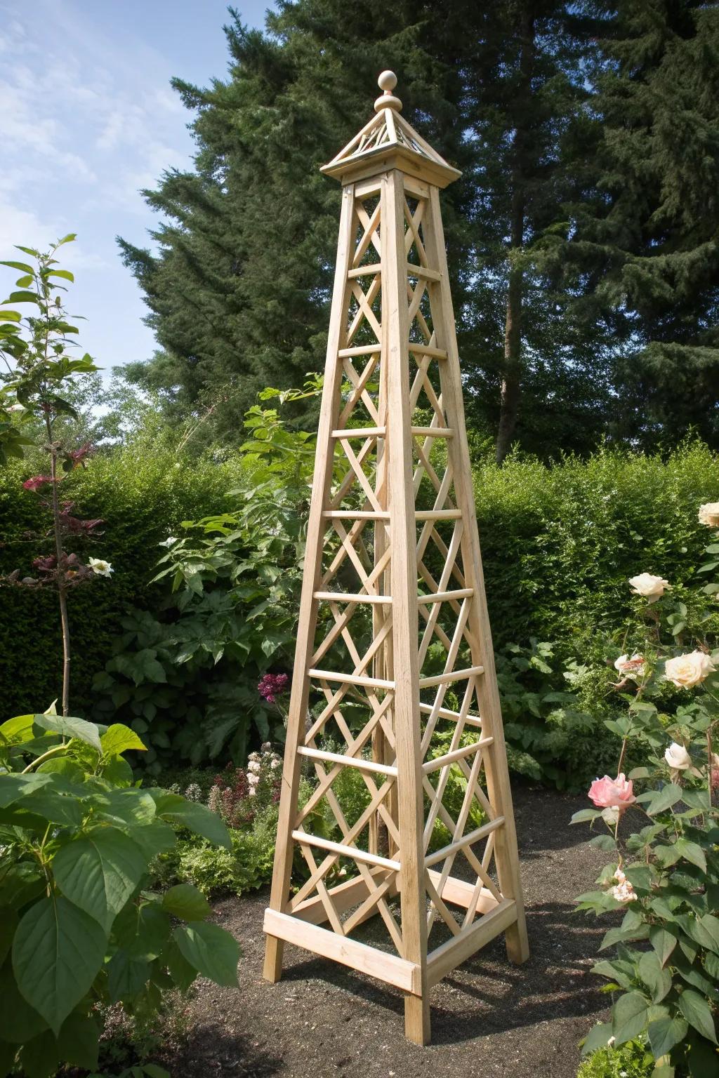 Elevate your garden's charm with a stunning freestanding trellis tower—where Scandinavian simplicity meets boho elegance.