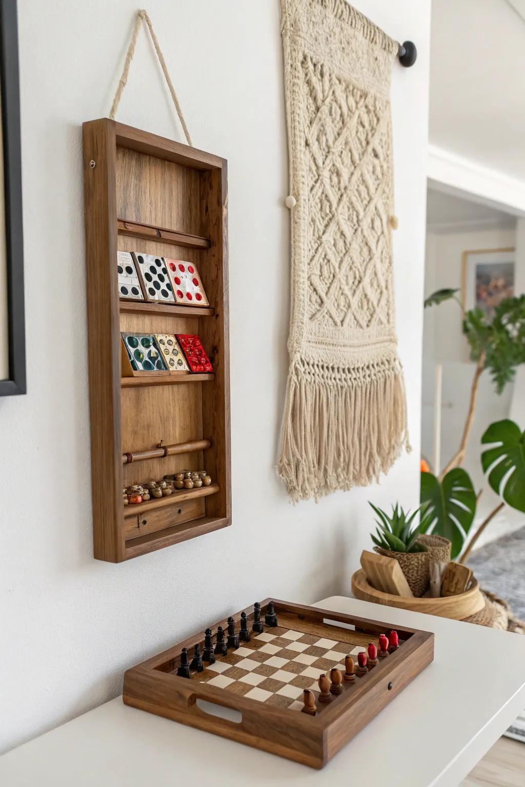 Transform your space with a chic wall-mounted game board - where Scandinavian minimalism meets playful elegance.