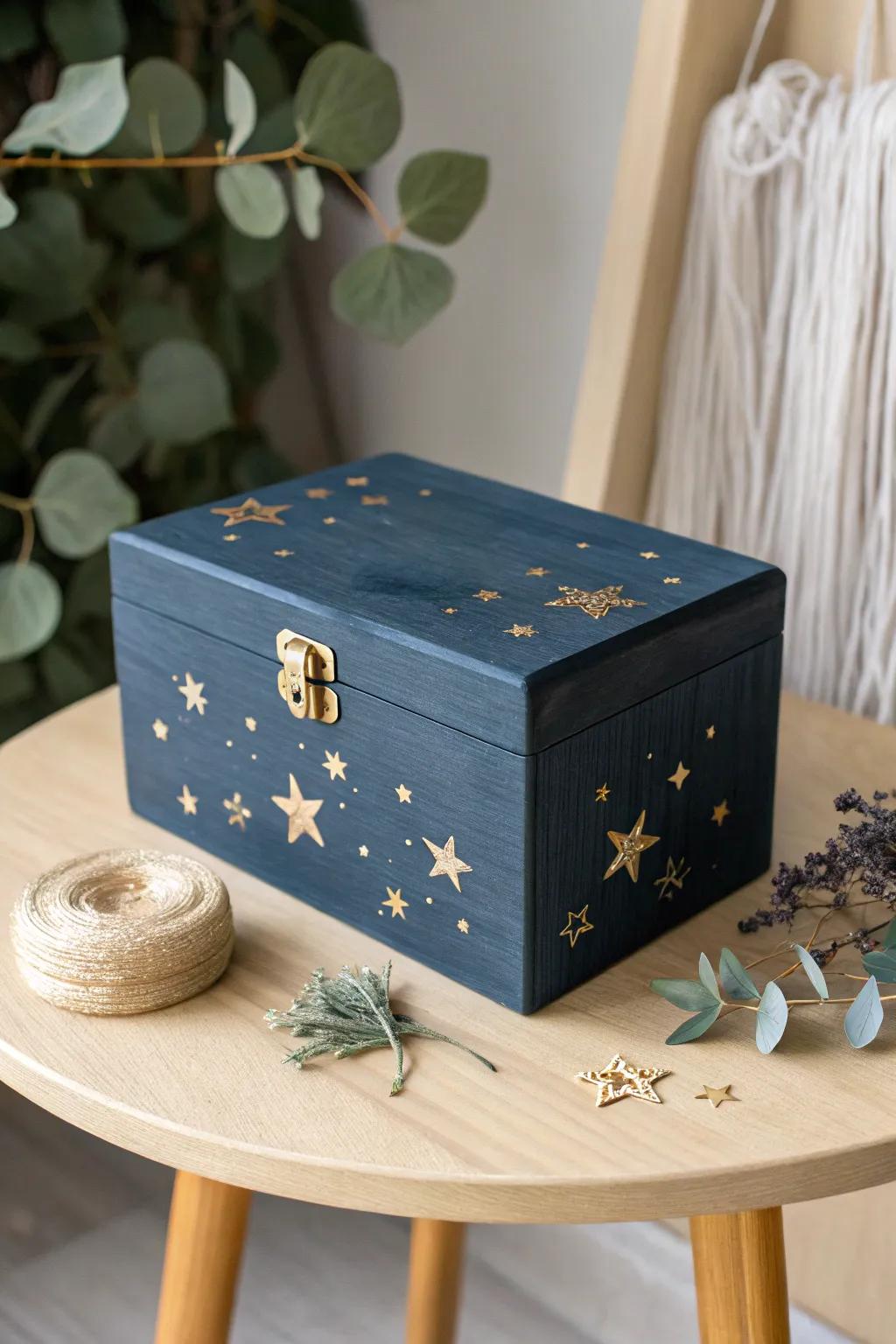 Transform a simple box into a dreamy night sky with our Starry Night Box design. Perfect for adding a touch of magic to your space.