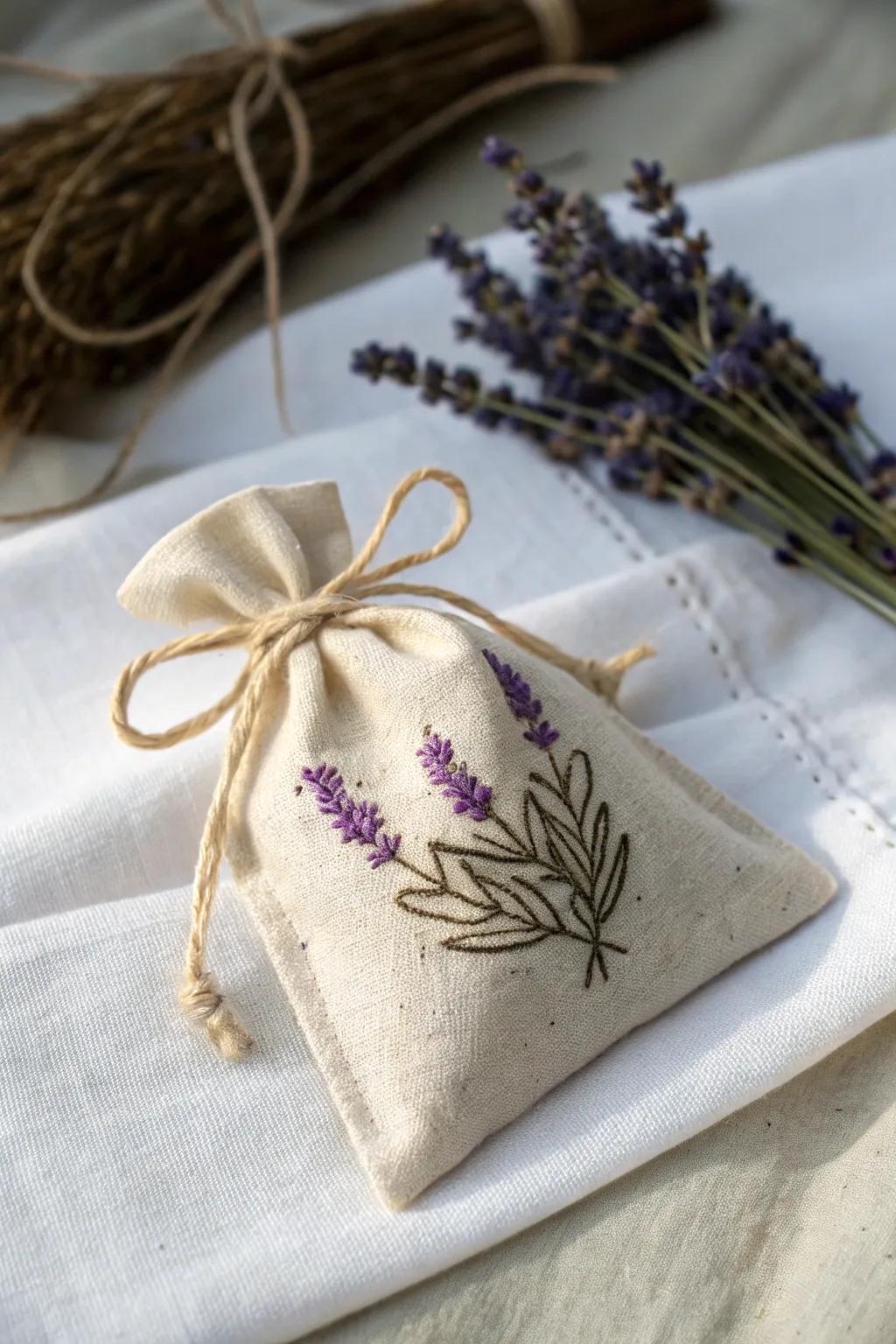 Charm your guests with handcrafted lavender sachets, the perfect blend of simplicity and natural beauty.