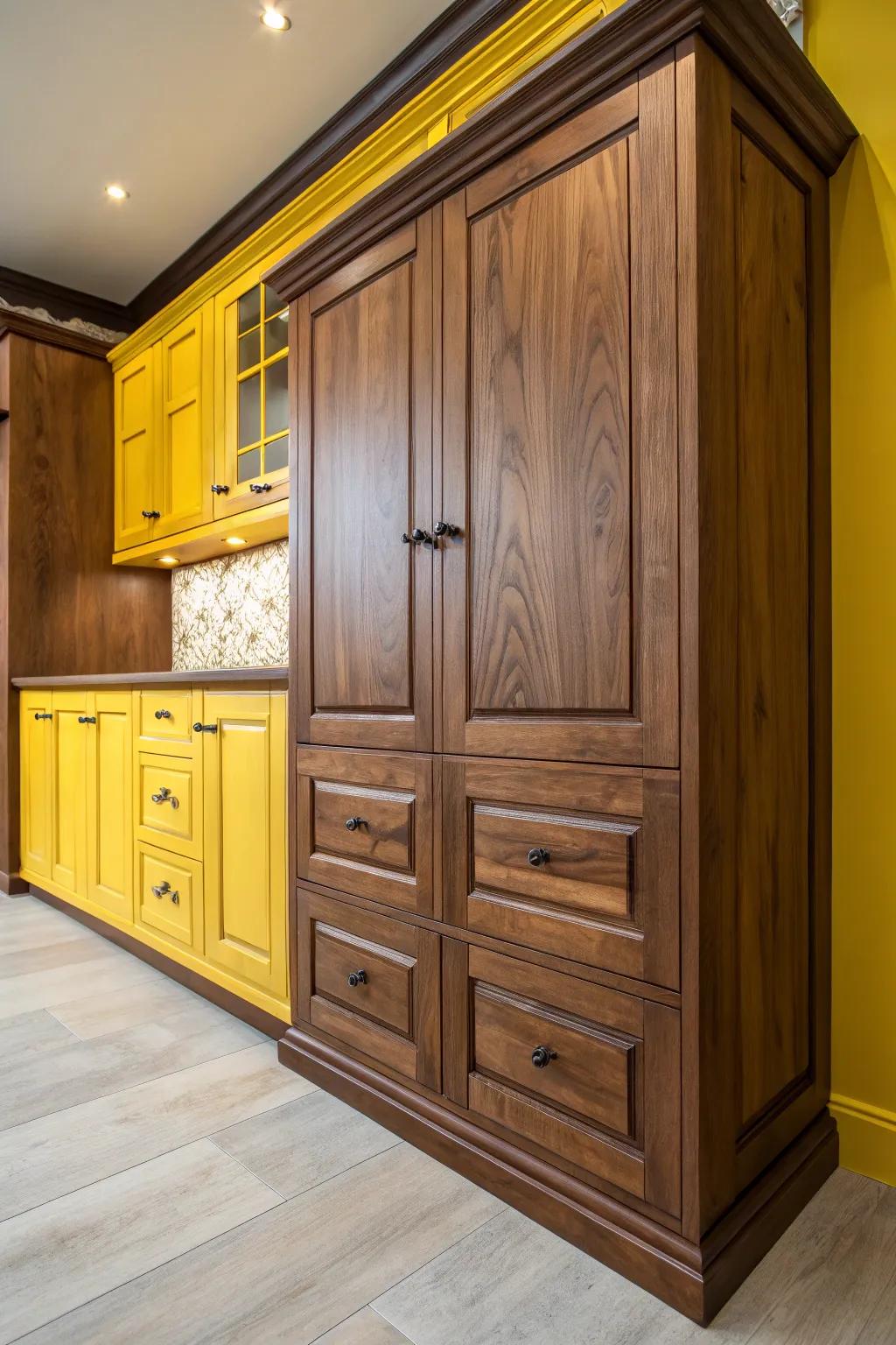 Transform your space with a pop of color: A sunny yellow accent for your cabinets.
