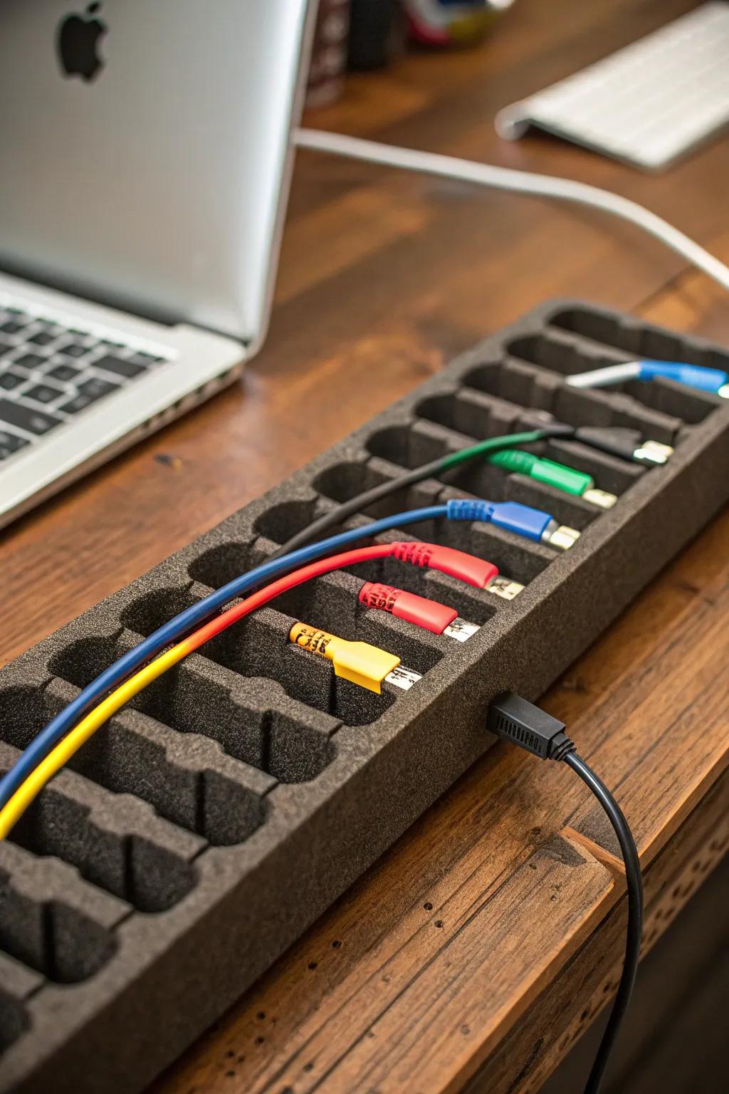 Master the art of cable management with this DIY foam organizer – where craftsmanship meets functionality.