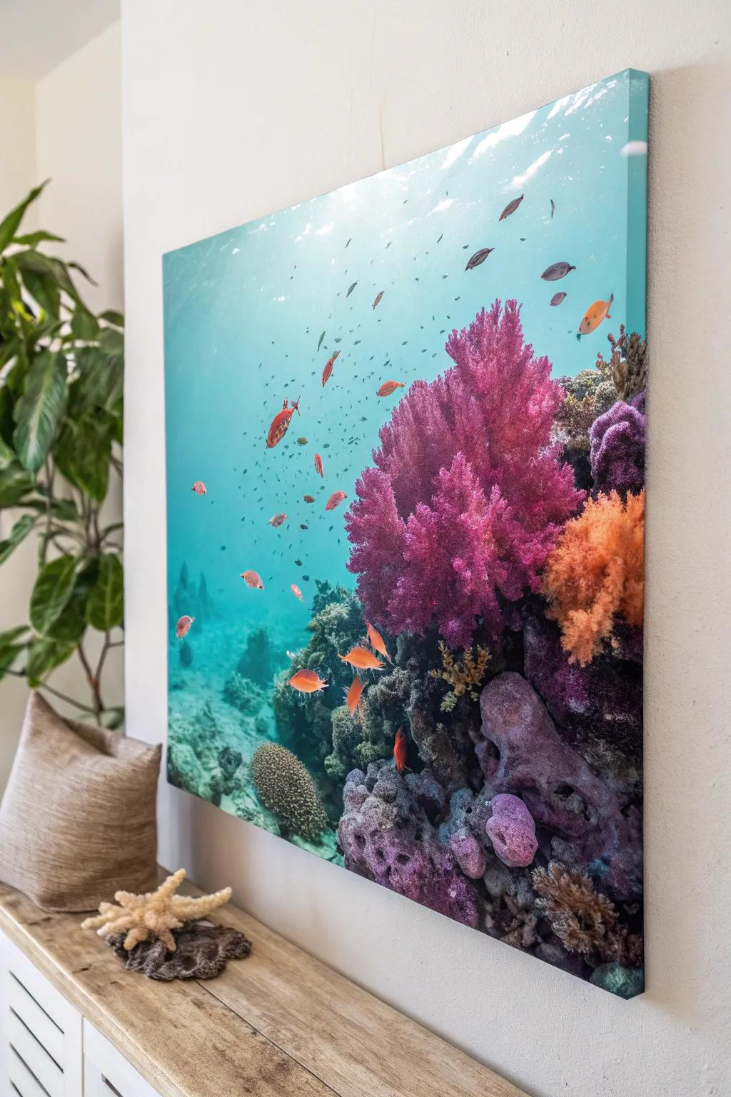 Dive into an underwater fantasy with vibrant corals and curious fish, where artistry meets tranquility.