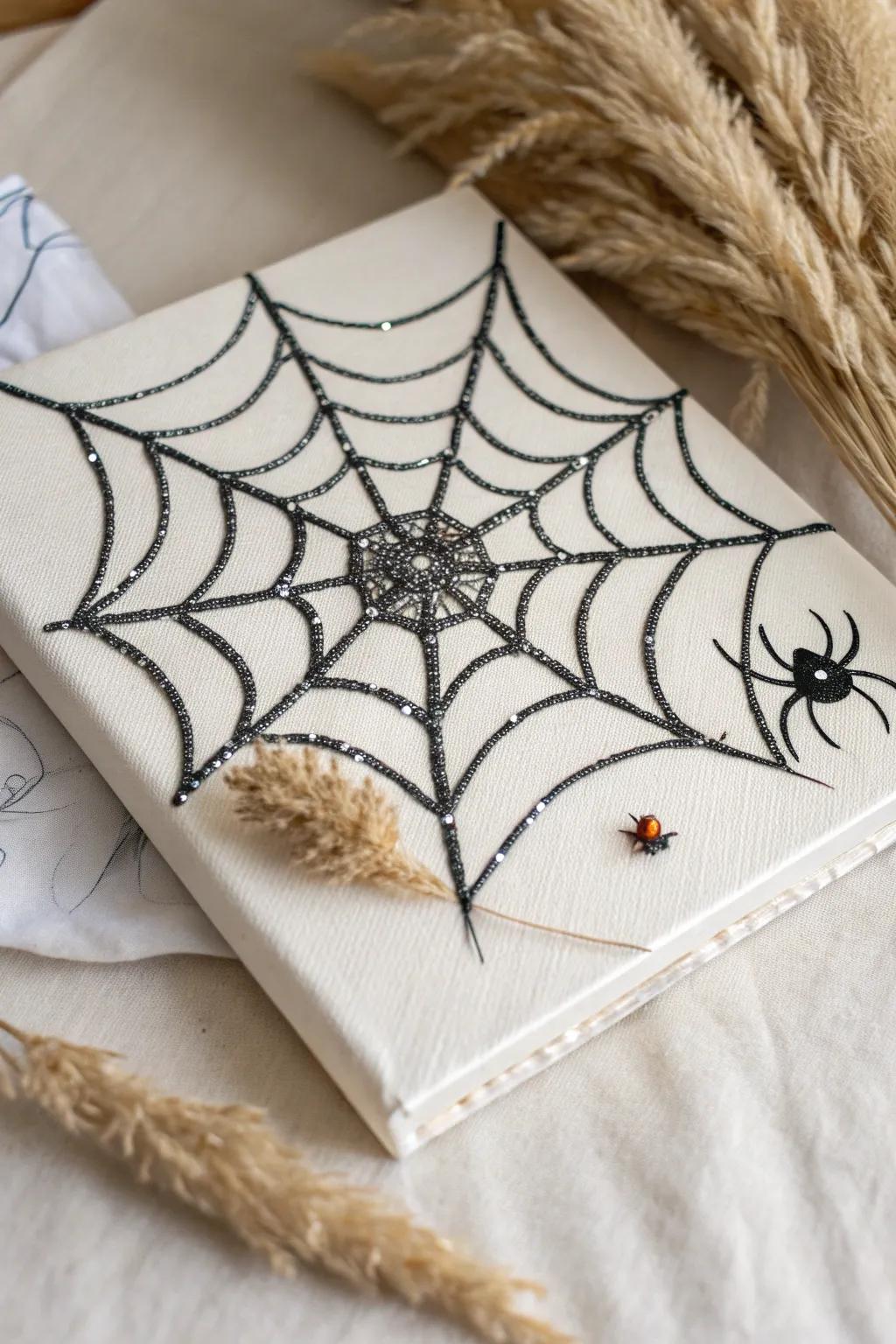 Elegance in simplicity: A stunning spider web canvas perfect for your Halloween decor.