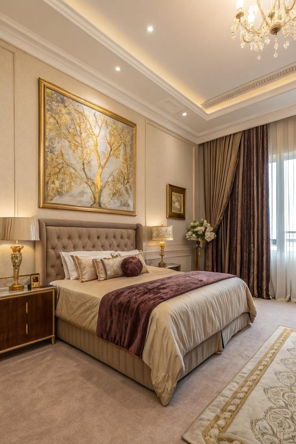 Add warmth and elegance with a gold-accented canvas.