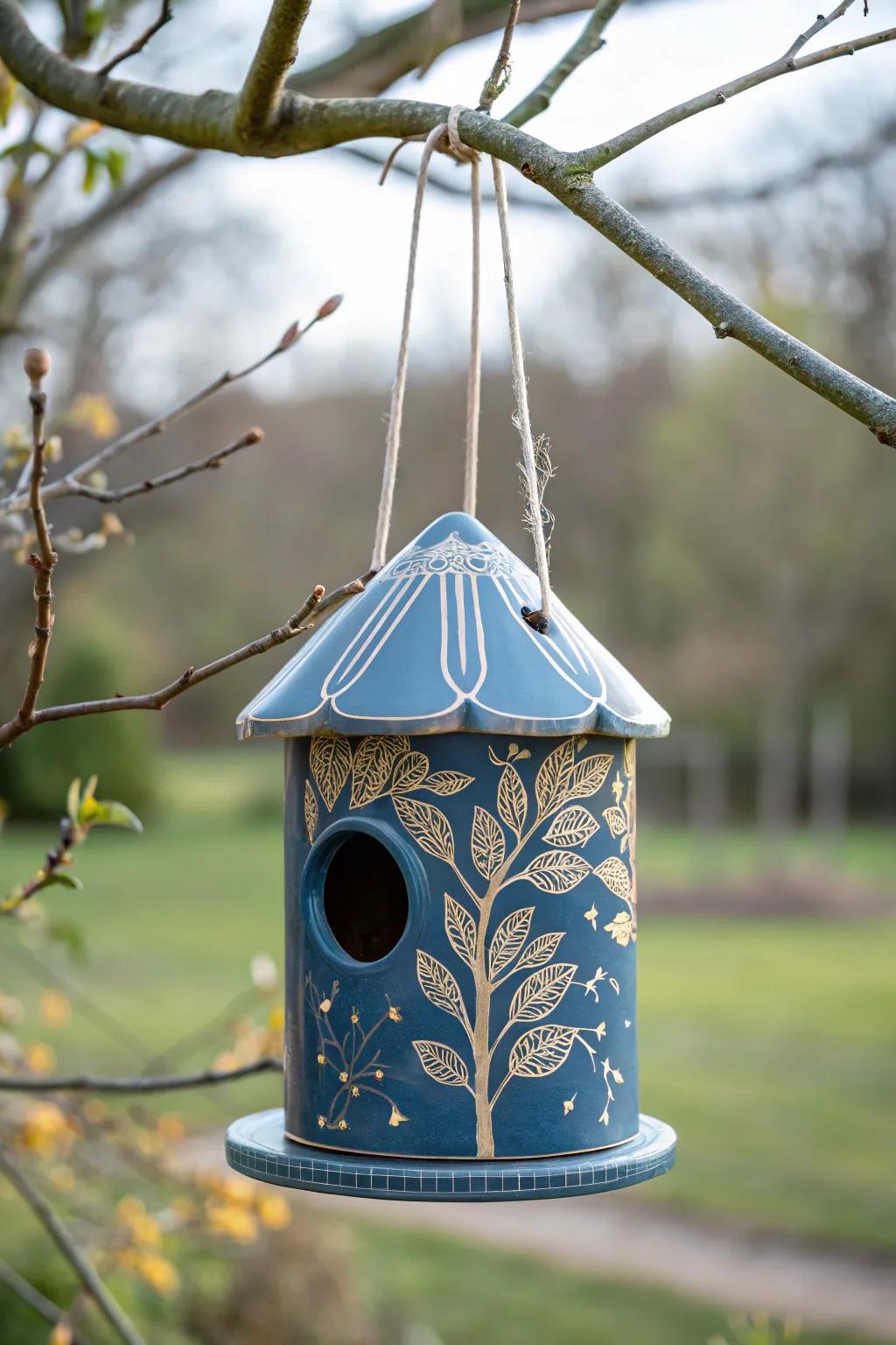 Invite serenity and style to your garden with a handcrafted ceramic birdfeeder that’s both functional and a work of art.