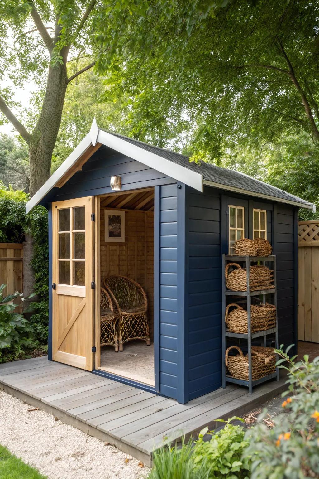 Effortless elegance in storage: Embrace simplicity with a stunning Scandinavian backyard shed.