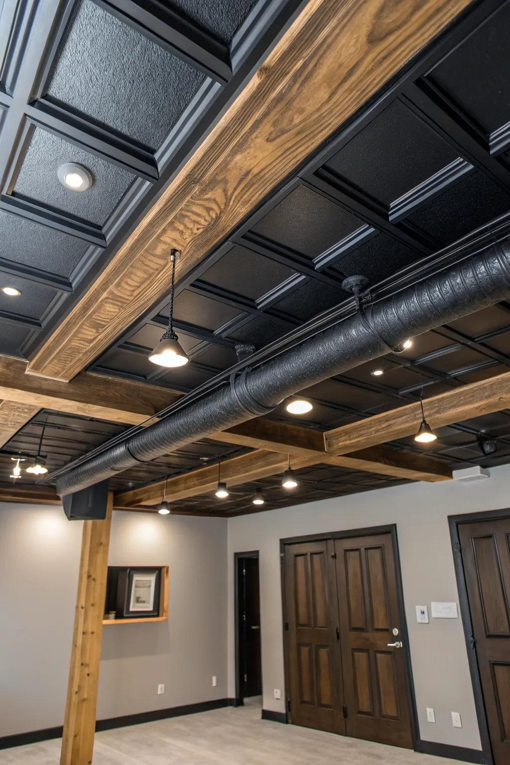 Add drama to your space with a striking black ceiling.