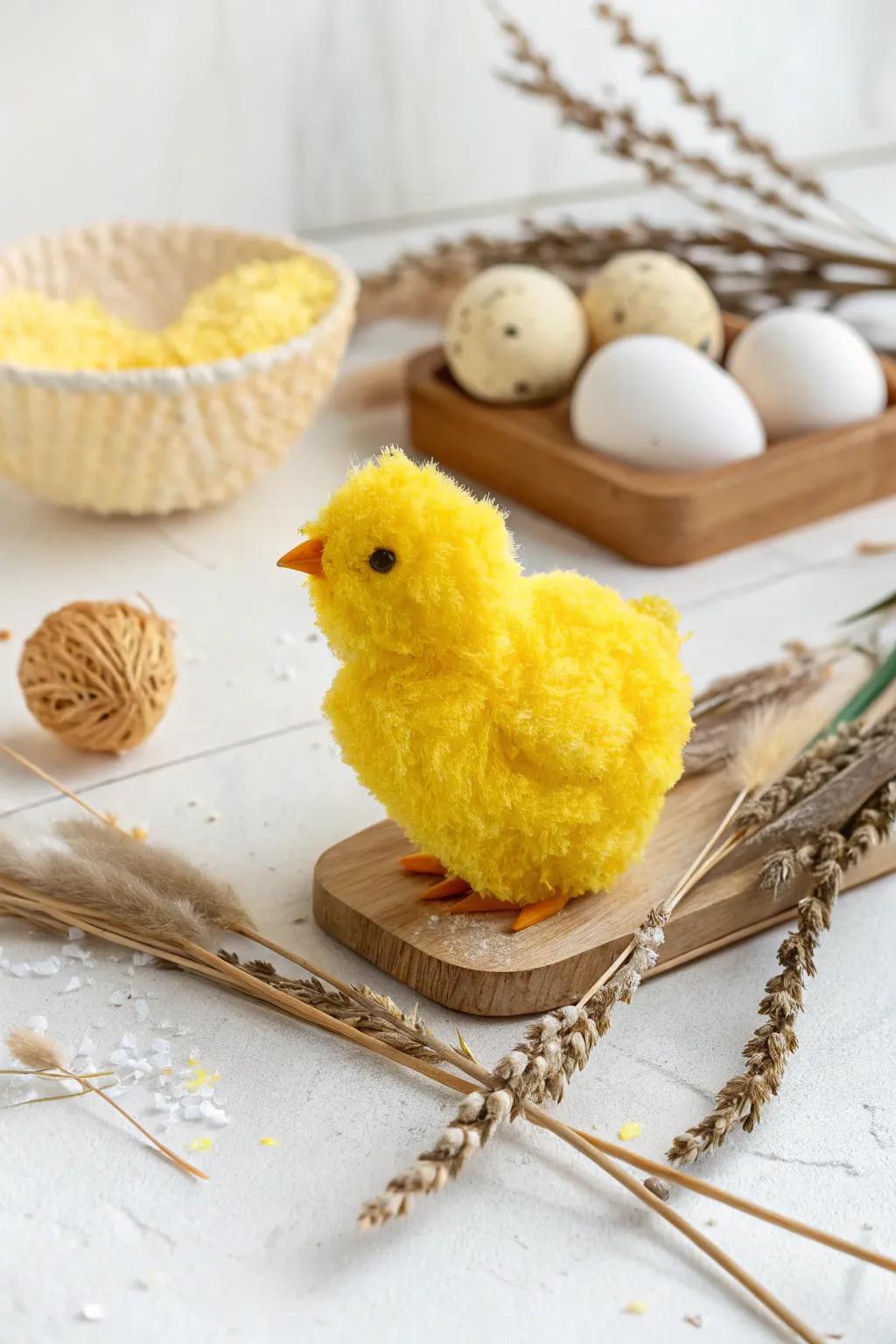 Create charming texture with loofah-painted chicks — a perfect blend of simplicity and natural beauty.