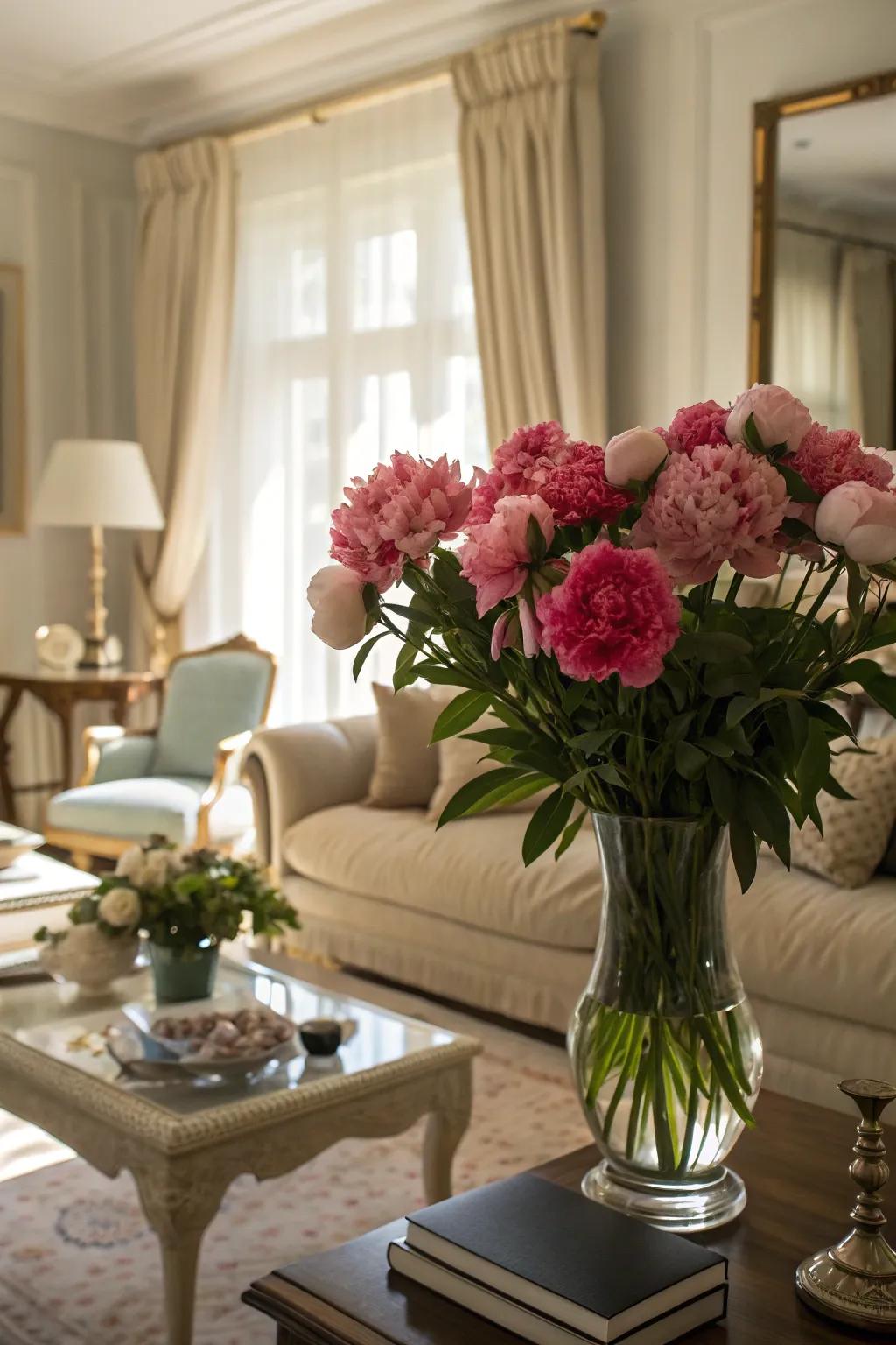 Peonies symbolize prosperity and add elegance to your decor.