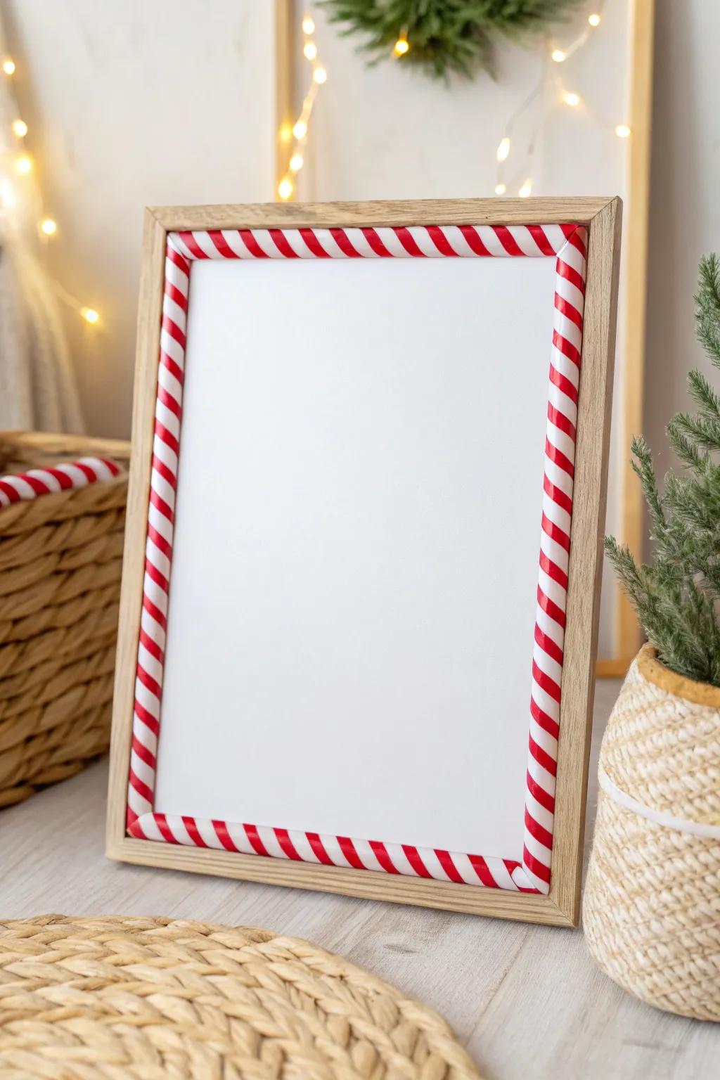Add a sweet touch to your holiday decor with candy cane stripes on your dry erase board!
