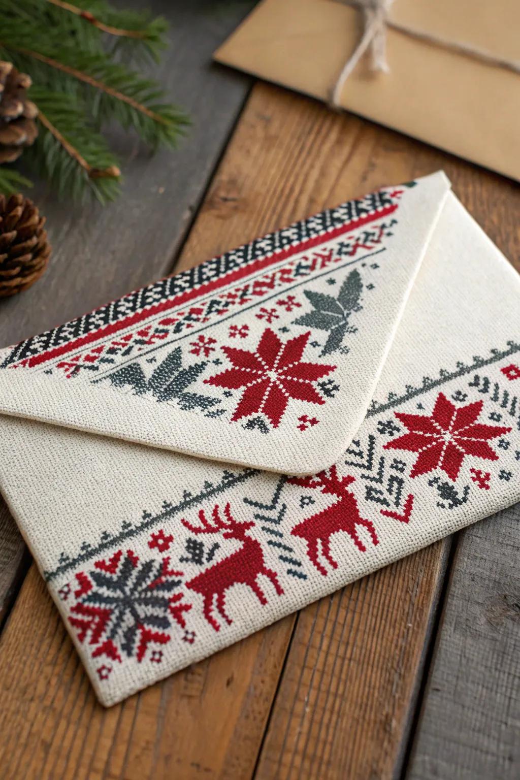 Wrap your holiday greetings in the warmth of Nordic knit patterns—where tradition meets minimalist elegance.