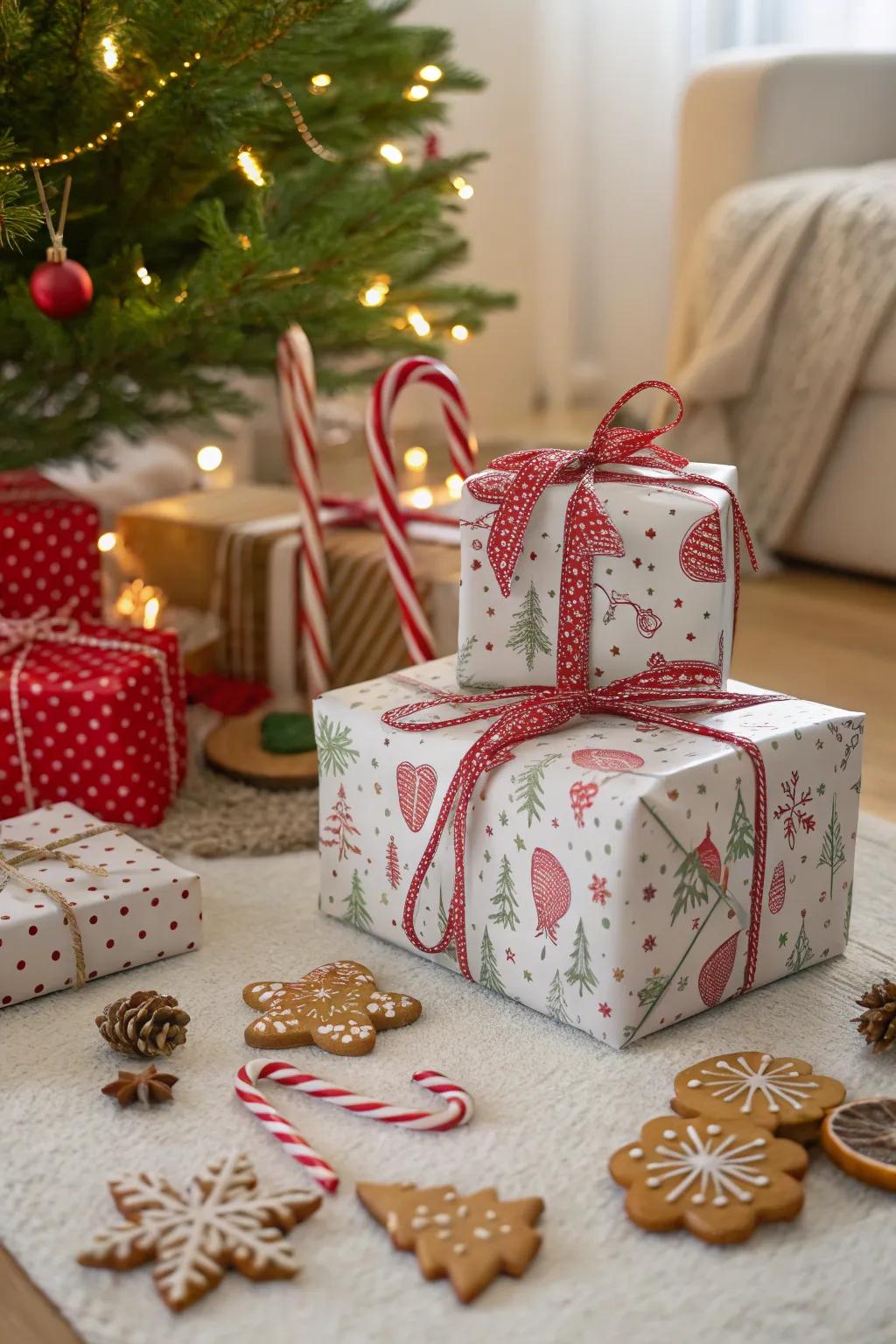 Gifts adorned with edible decorations for a sweet touch.